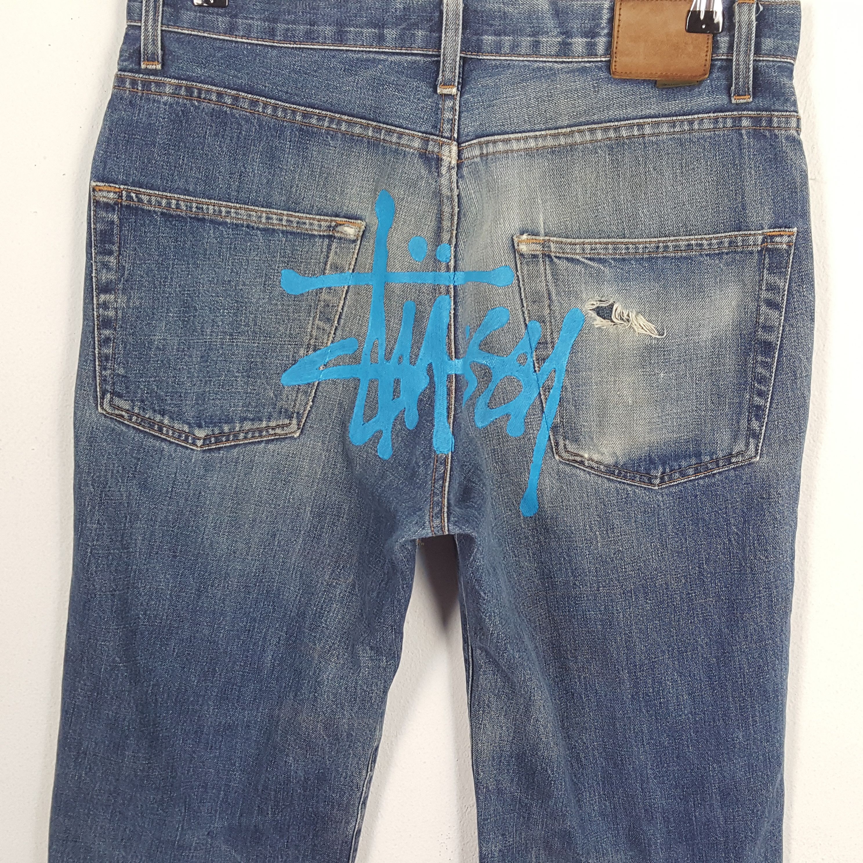 Stussy × Vintage STUSSY Streetwear Skateboard Style Custom Art Short Jeans Size US 33 - 2 Thumbnail