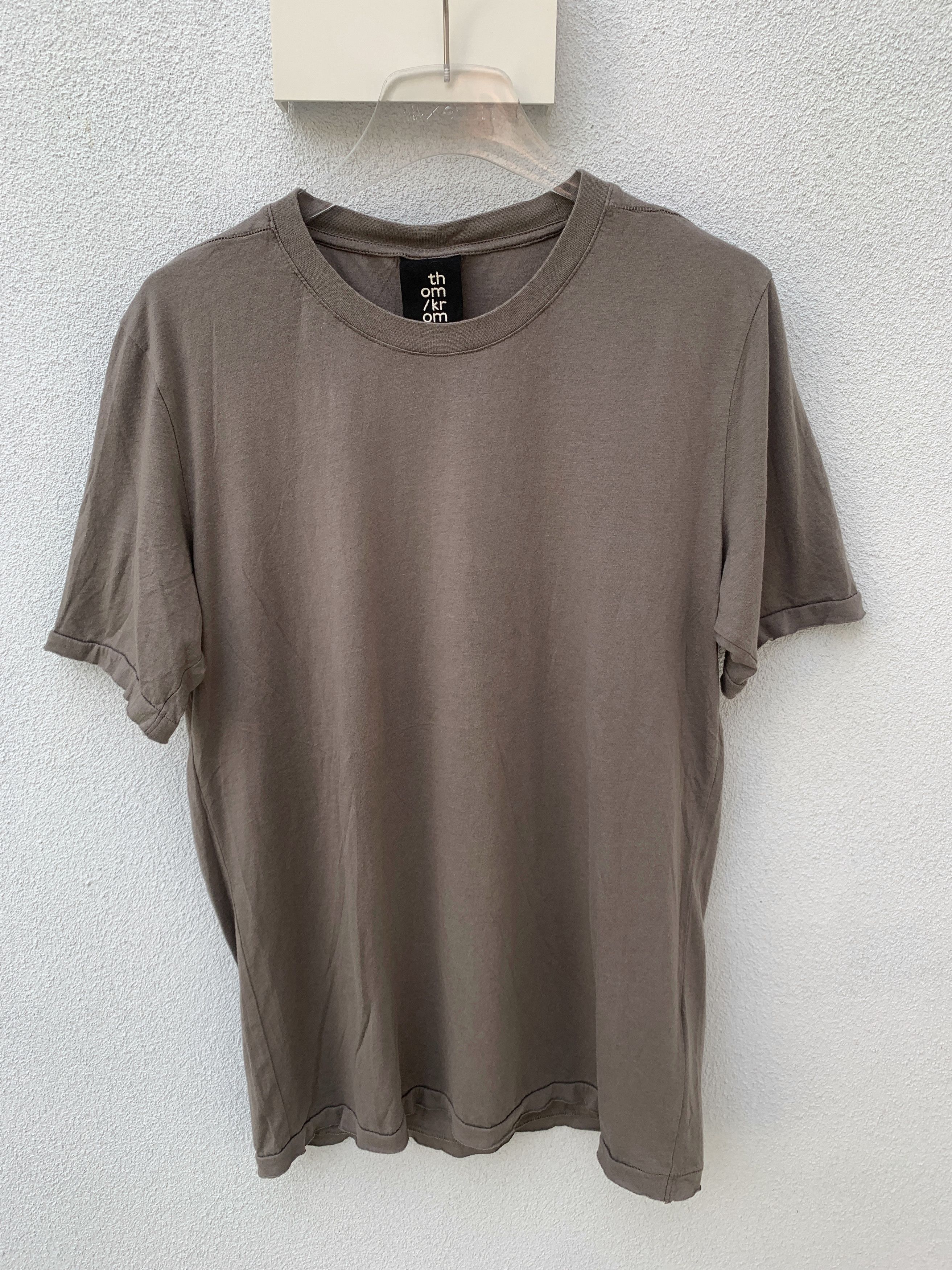 image of Thom Krom Men T-Shirt Ash Beige Cotton Modal in Grey Beige (Size Medium)