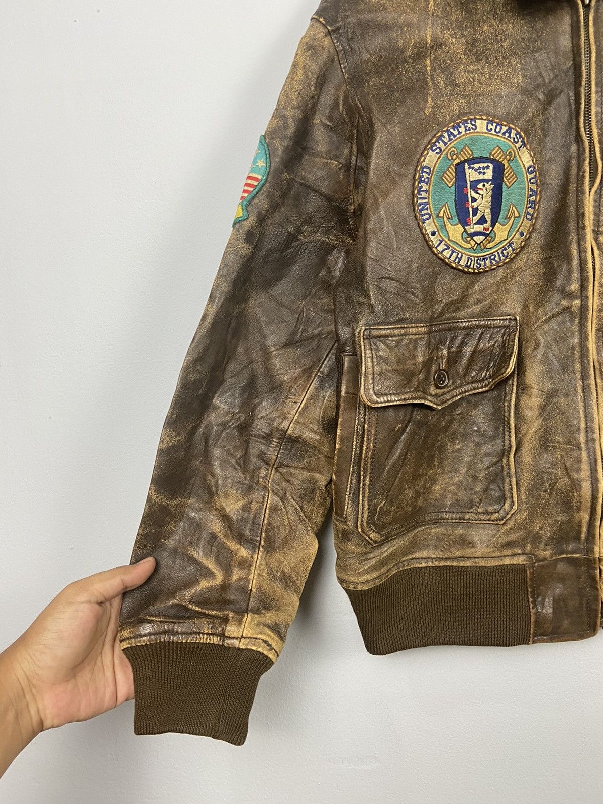 Other Vintage A-2 Houston US Airforce Tomcat Leather Flight Jacket Size US L / EU 52-54 / 3 - 3 Thumbnail
