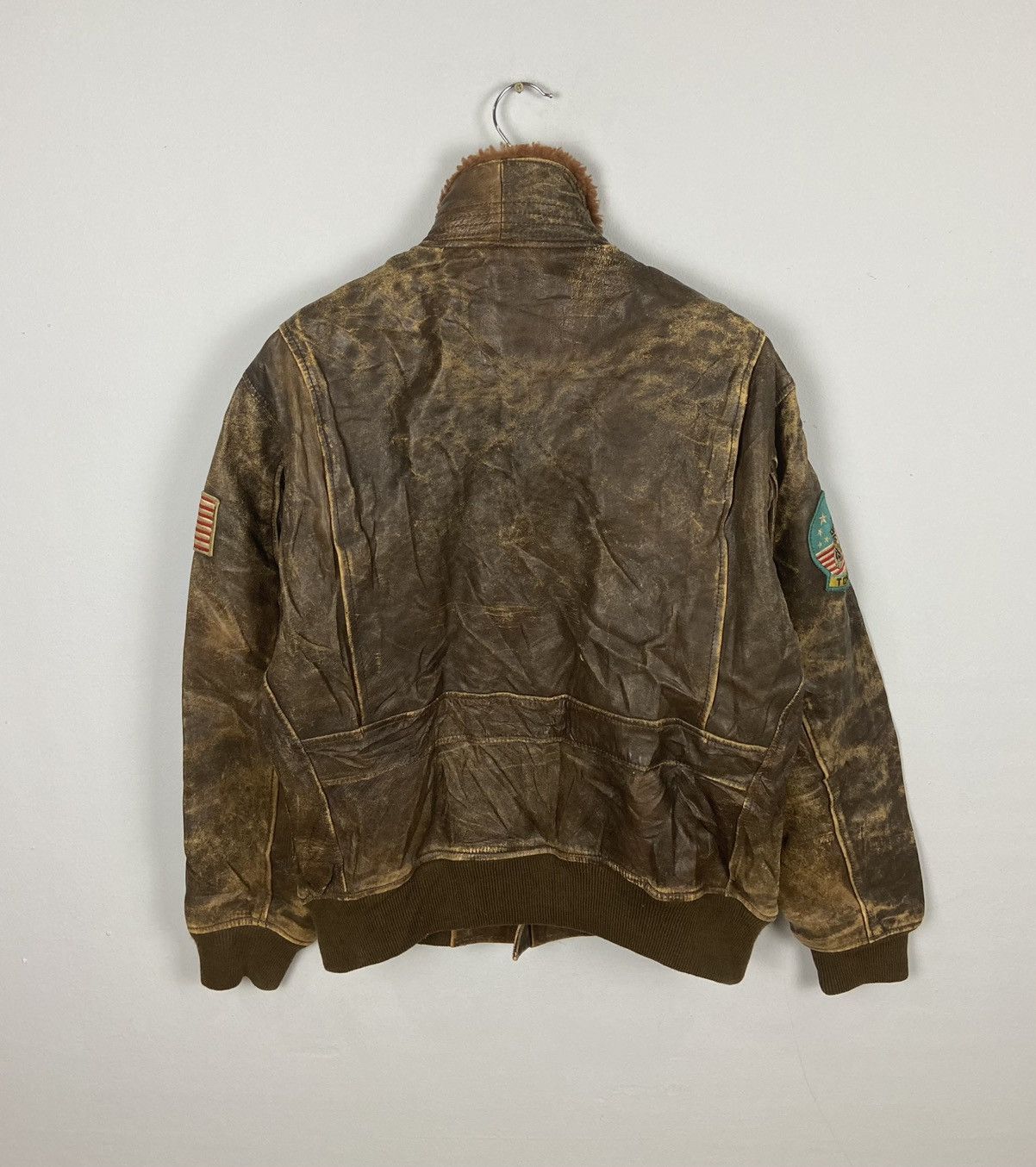 Other Vintage A-2 Houston US Airforce Tomcat Leather Flight Jacket Size US L / EU 52-54 / 3 - 10 Thumbnail