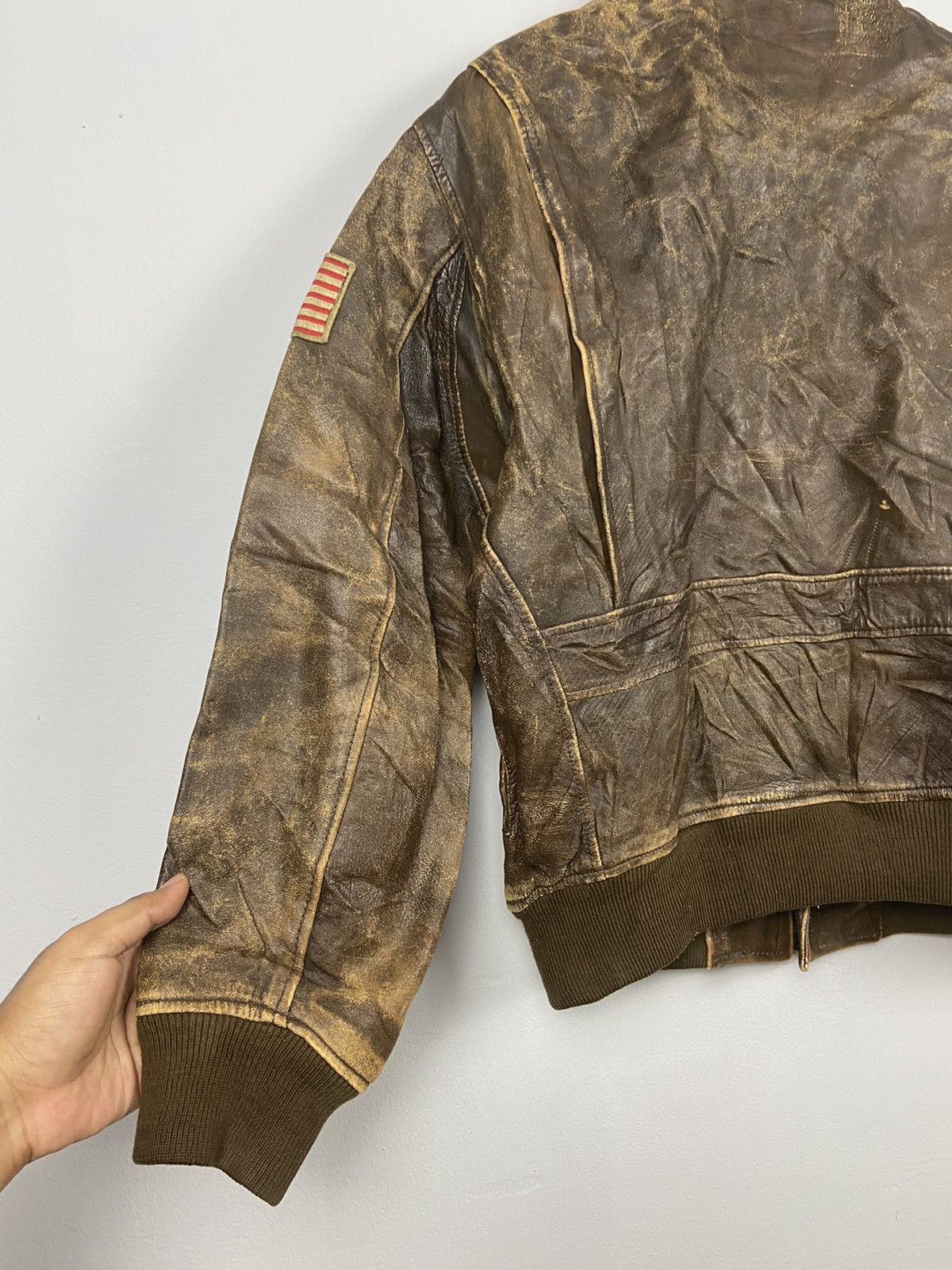 Other Vintage A-2 Houston US Airforce Tomcat Leather Flight Jacket Size US L / EU 52-54 / 3 - 11 Thumbnail