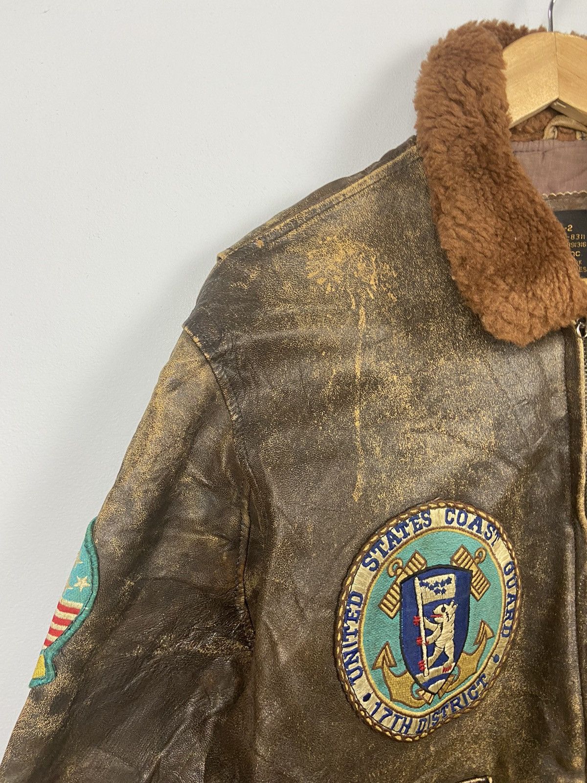 Other Vintage A-2 Houston US Airforce Tomcat Leather Flight Jacket Size US L / EU 52-54 / 3 - 4 Thumbnail