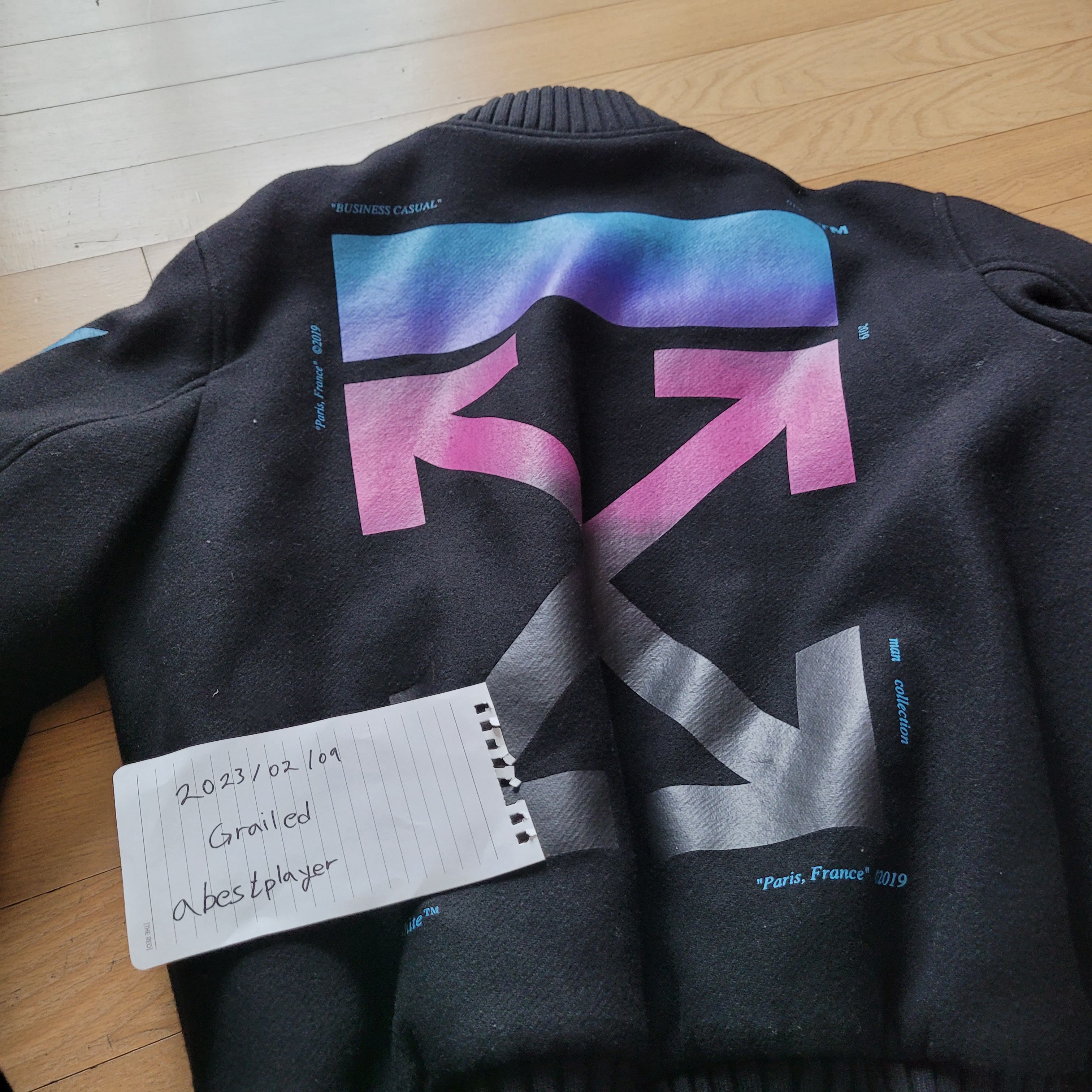 Off white gradient varsity store