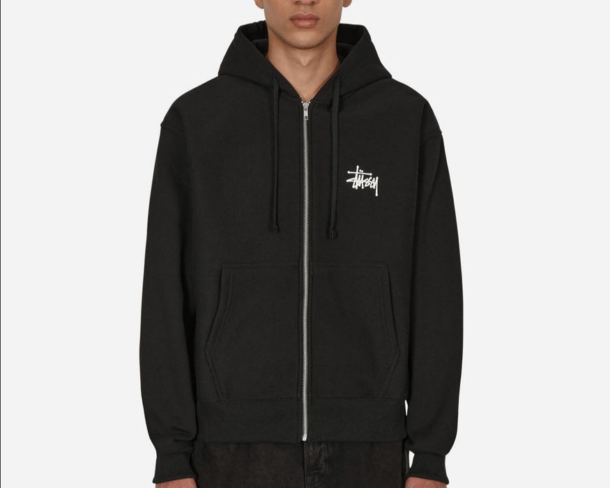 Stussy basic zip hoodie hot sale