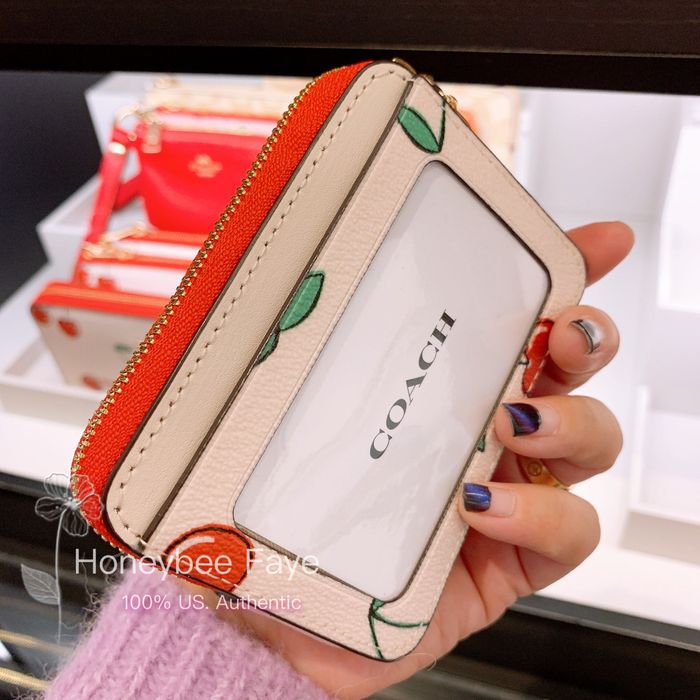 Coach Coach Zip Card Case With Heart Cherry Print Grailed