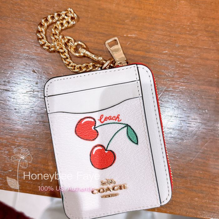 Coach Coach Zip Card Case With Heart Cherry Print Grailed