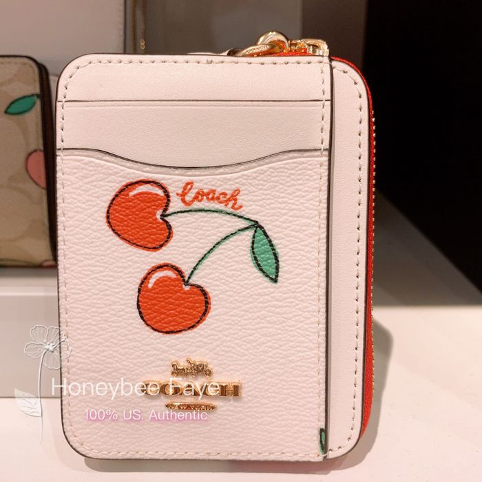 Coach Coach Zip Card Case With Heart Cherry Print Grailed
