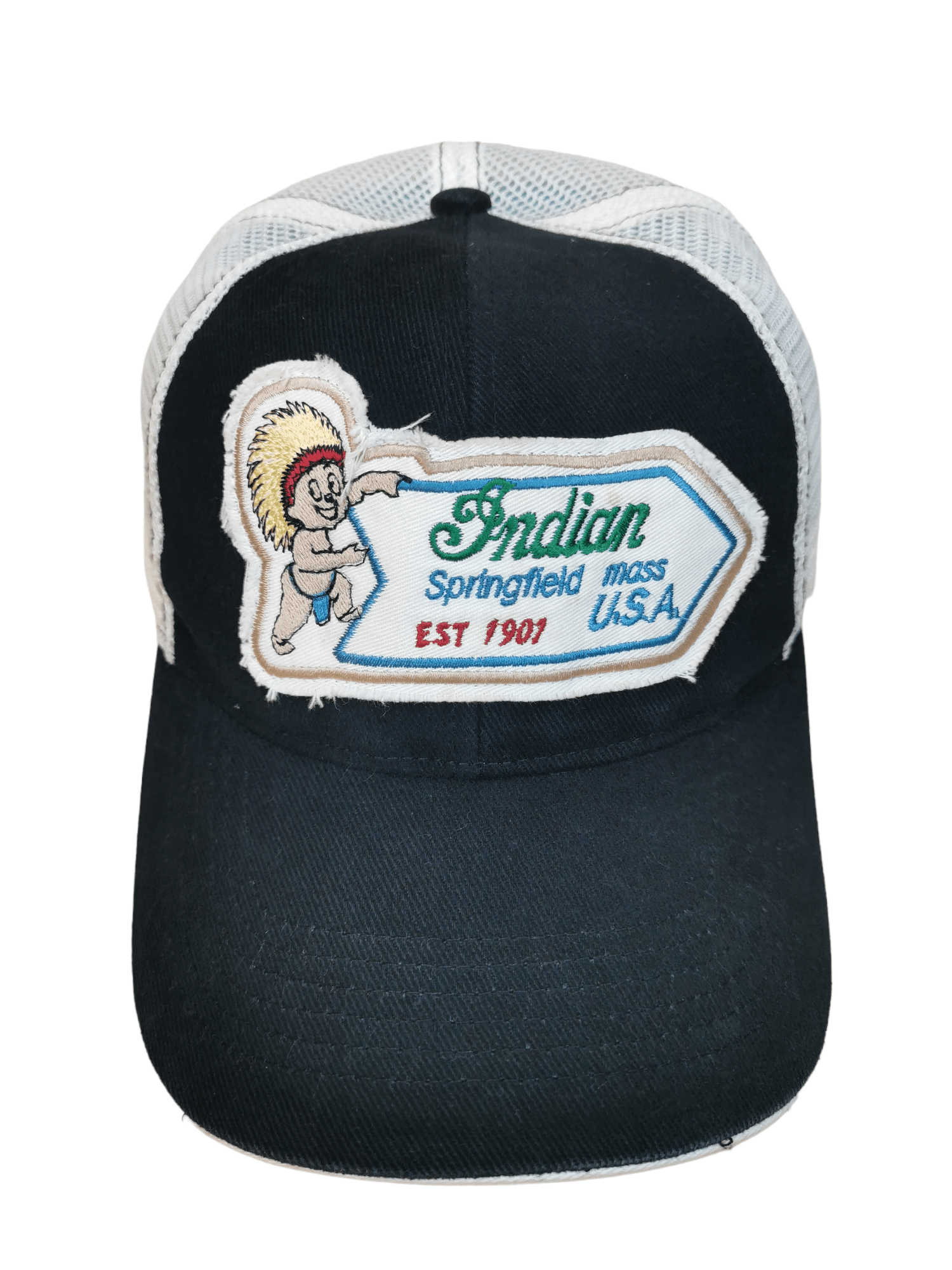 Native VINTAGE INDIAN MOTERCYCLES SPRINGFIELD MASS TRUCKER HAT CAP Size ONE SIZE - 1 Thumbnail