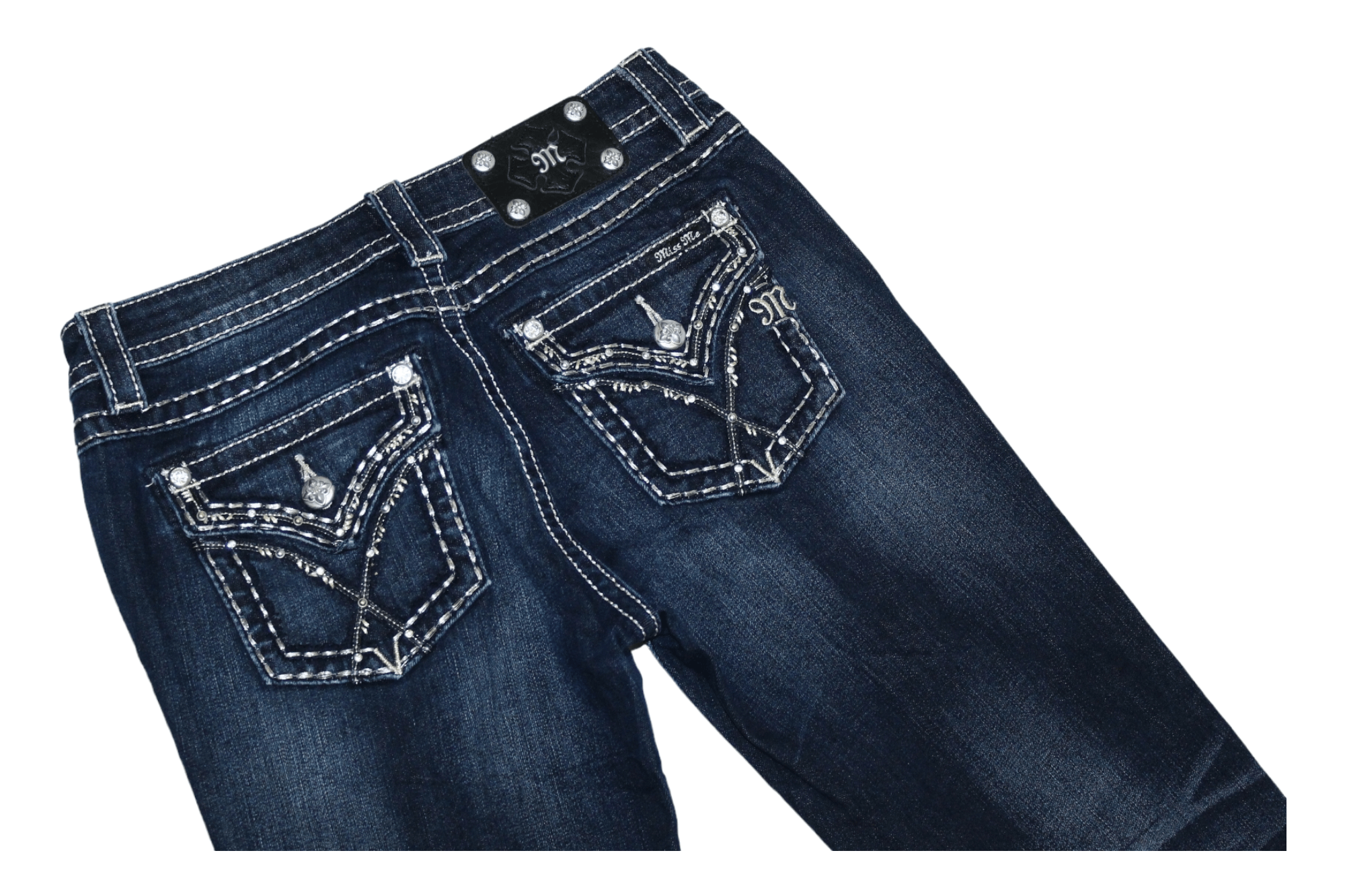 Japanese Brand VTG Miss Me Skinny Stretch Faded Raw Denim Jeans Size 29" - 14 Thumbnail