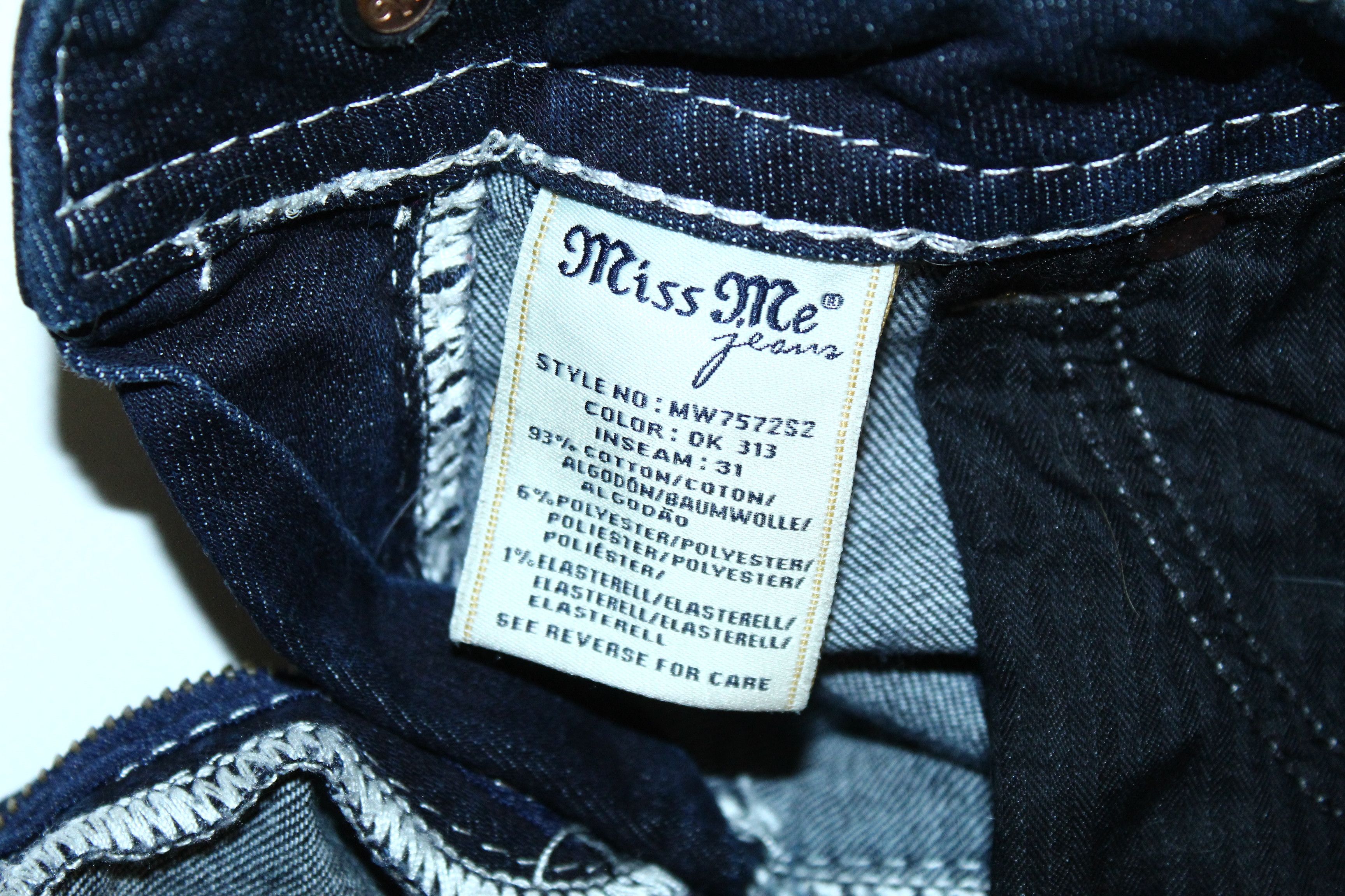Japanese Brand VTG Miss Me Skinny Stretch Faded Raw Denim Jeans Size 29" - 9 Thumbnail
