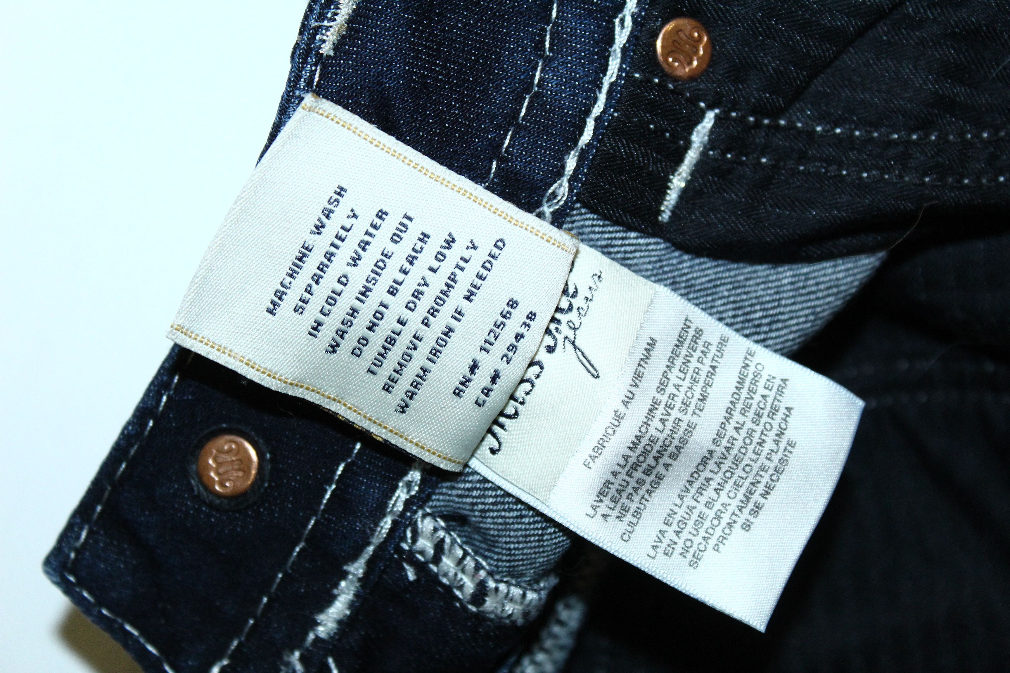 Japanese Brand VTG Miss Me Skinny Stretch Faded Raw Denim Jeans Size 29" - 10 Thumbnail