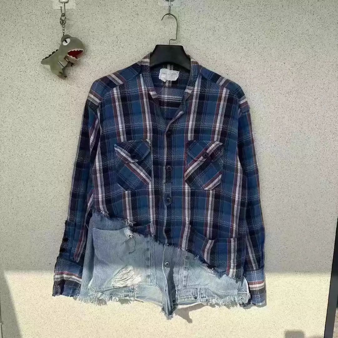 Greg Lauren Patchwork Shirt Size 3 Blue