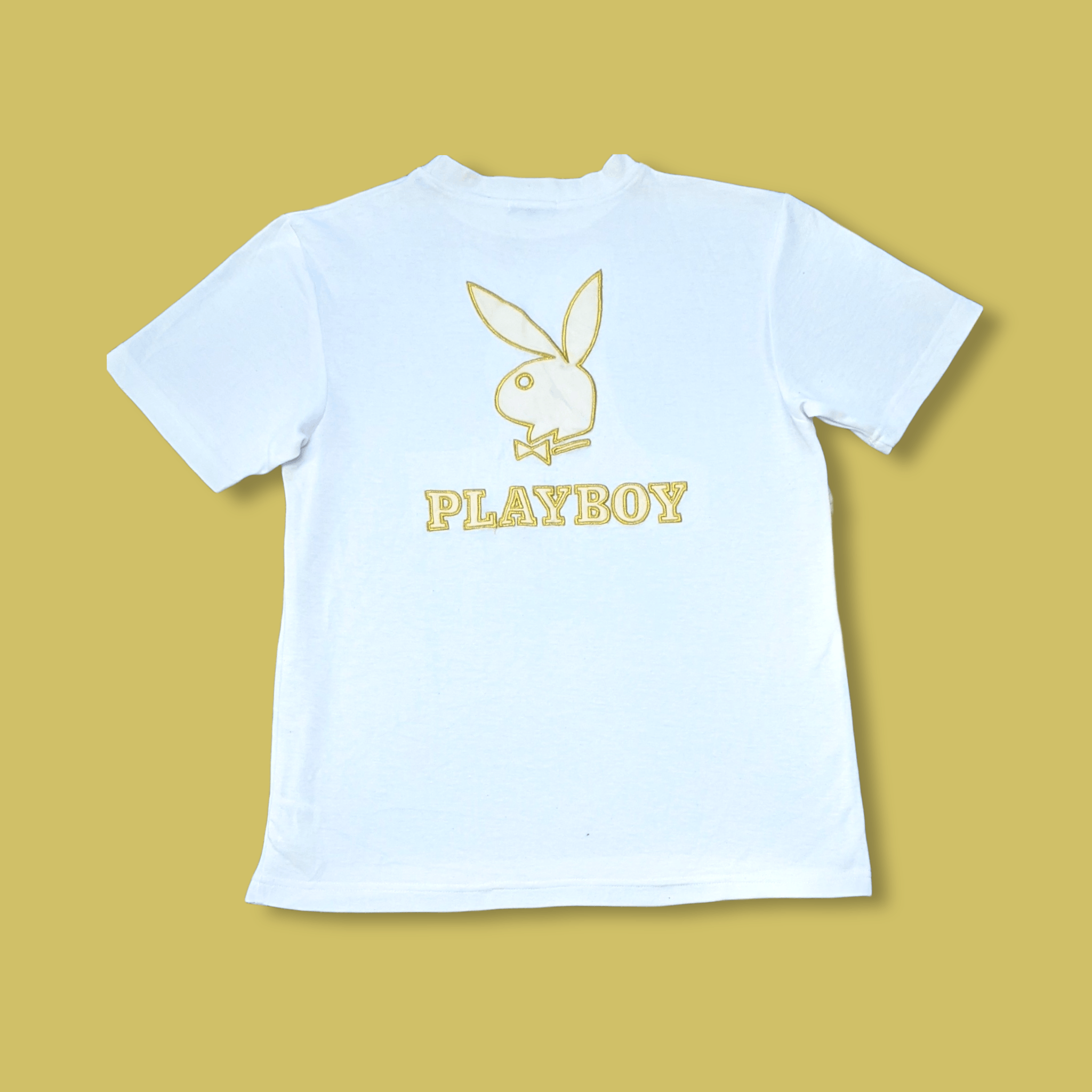 Playboy × Vintage Vintage Playboy Gold Embroidered Big Logo T shirt Size US M / EU 48-50 / 2 - 2 Thumbnail