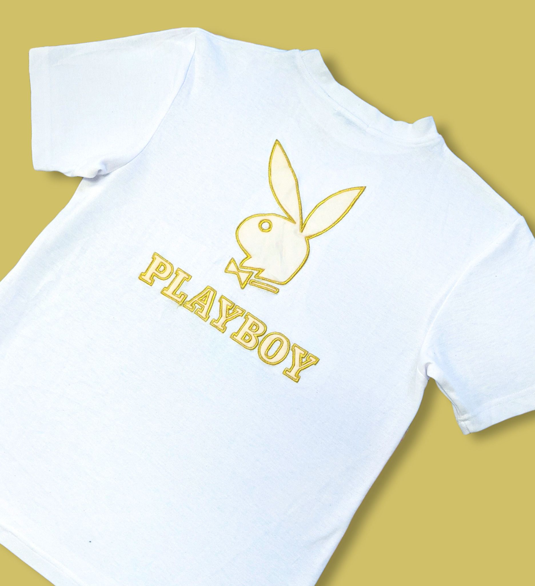 Playboy × Vintage Vintage Playboy Gold Embroidered Big Logo T shirt Size US M / EU 48-50 / 2 - 1 Thumbnail
