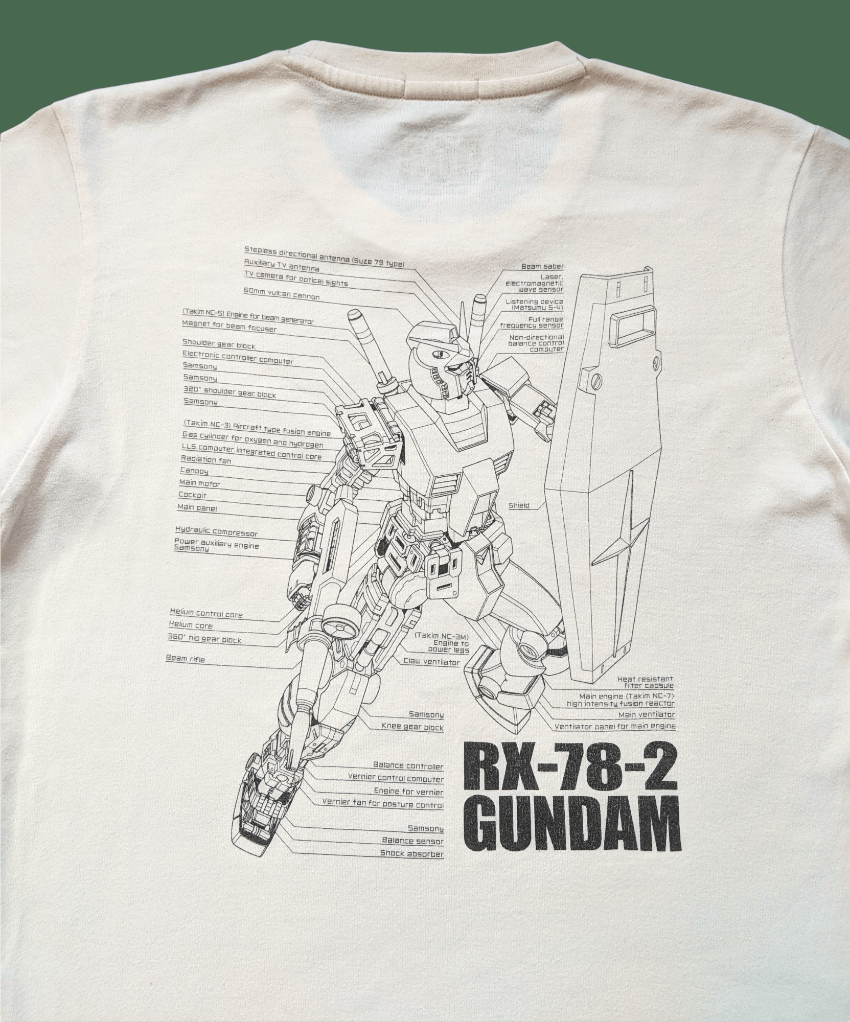Anime × Cartoon Network × Vintage Vintage Gundam Rx78 Mobile Suit Diagram Anime T shirt Size US M / EU 48-50 / 2 - 1 Thumbnail