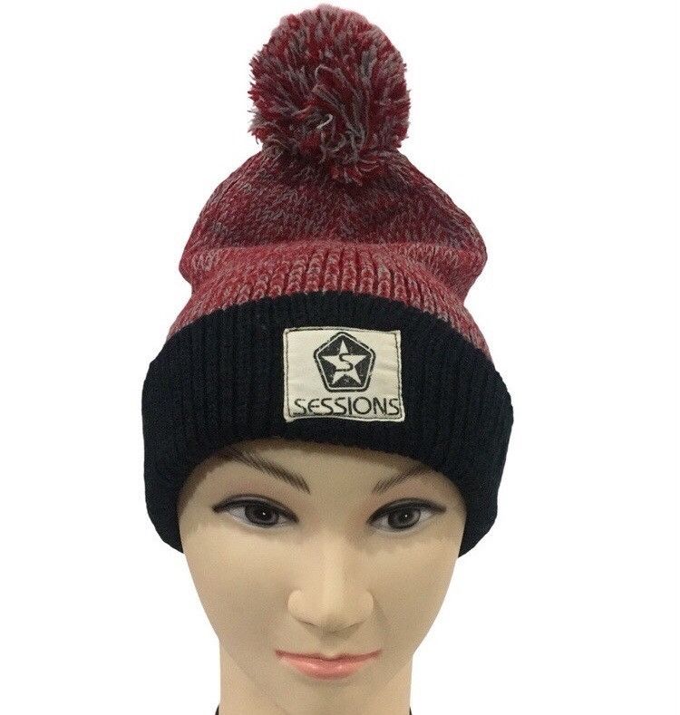 90s SESSIONS LOGO SKATEBOARDS SURF BRAND BEANIE HATS