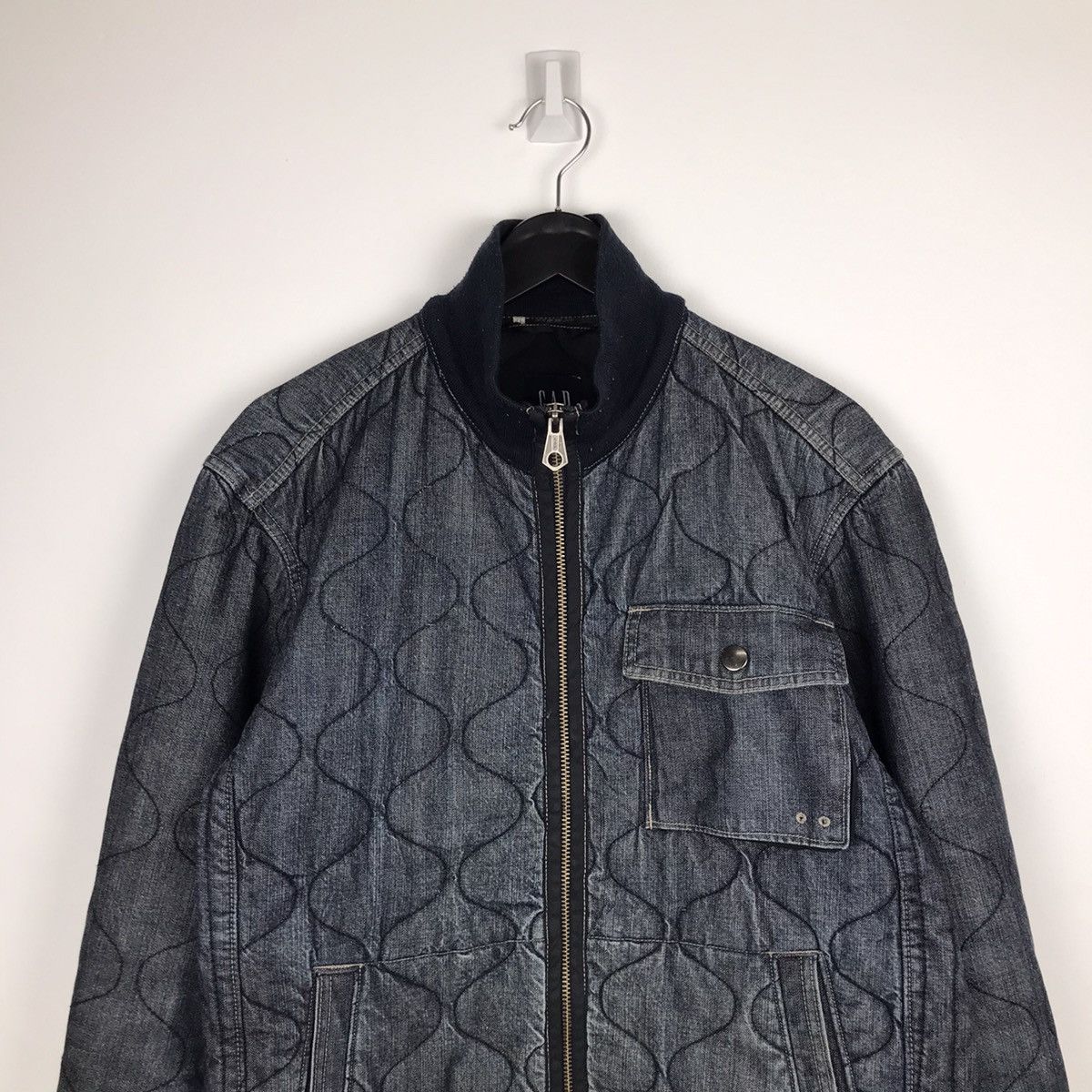 Vintage 90s Gap Quilted Denim Distressed Style Jacket