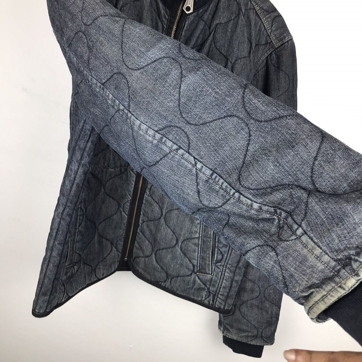 Vintage 90s Gap Quilted Denim Distressed Style Jacket