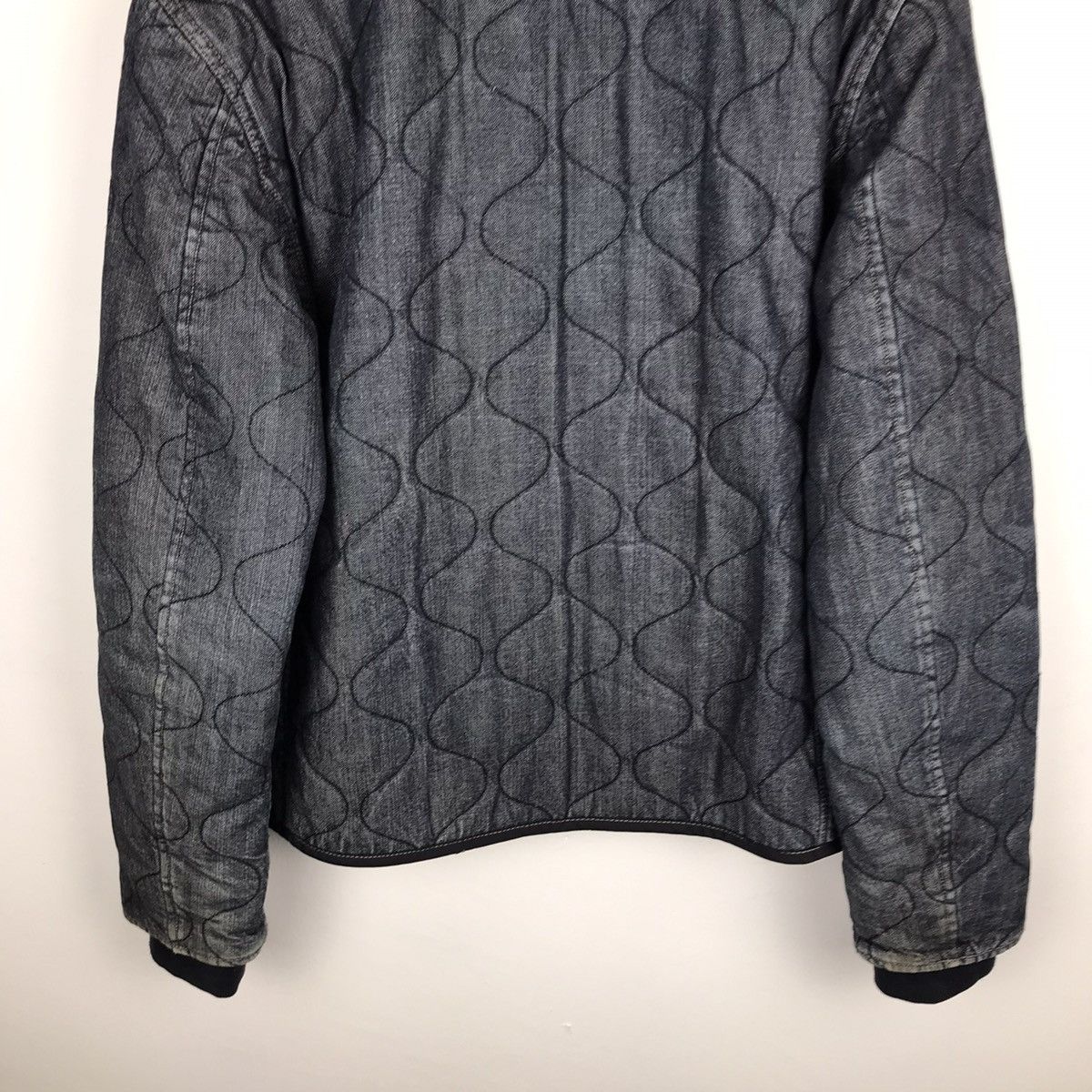 Vintage 90s Gap Quilted Denim Distressed Style Jacket