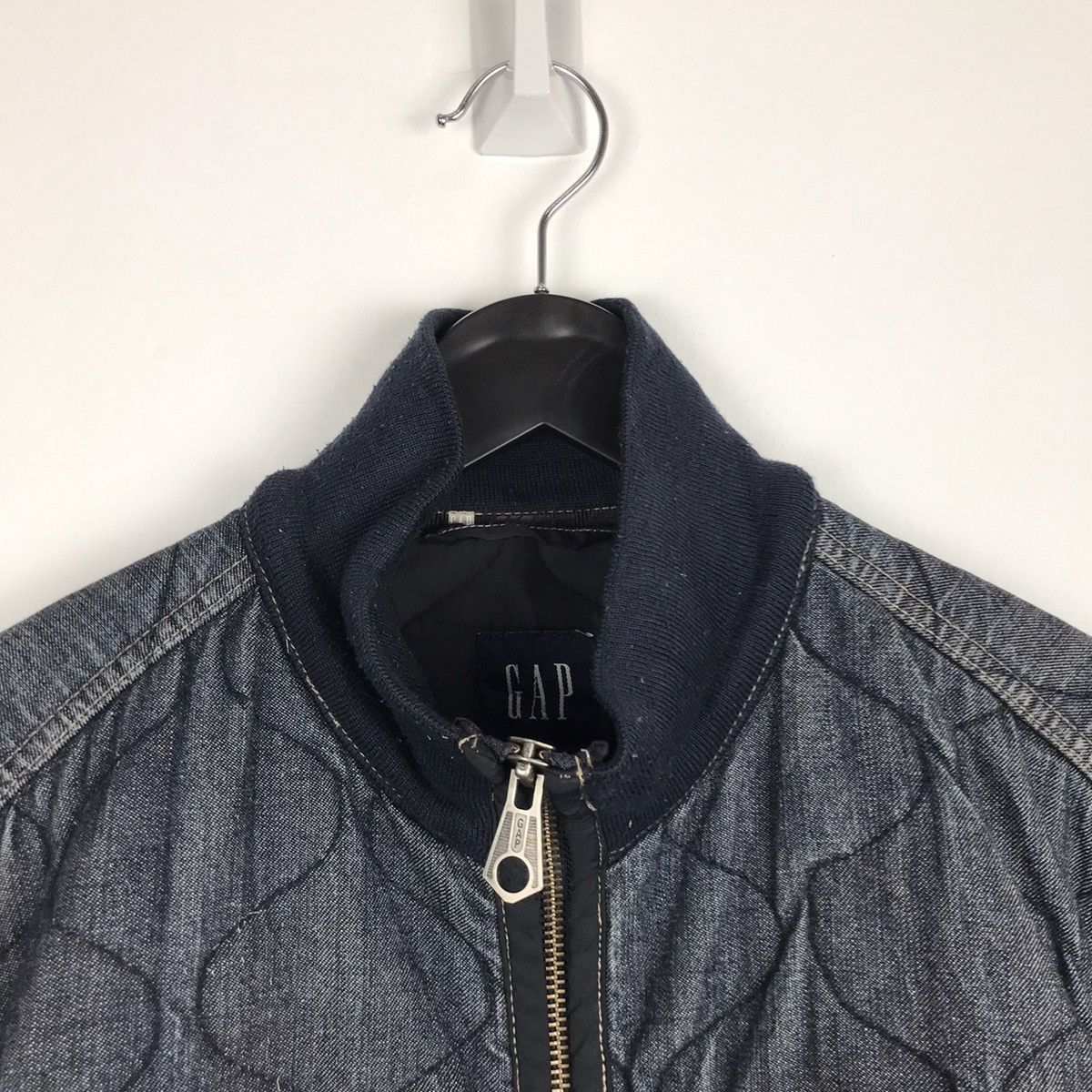 Vintage 90s Gap Quilted Denim Distressed Style Jacket