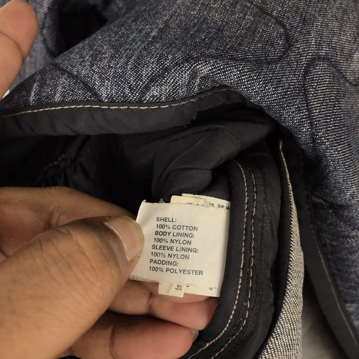 Vintage 90s Gap Quilted Denim Distressed Style Jacket