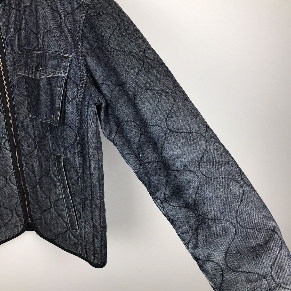 Vintage 90s Gap Quilted Denim Distressed Style Jacket