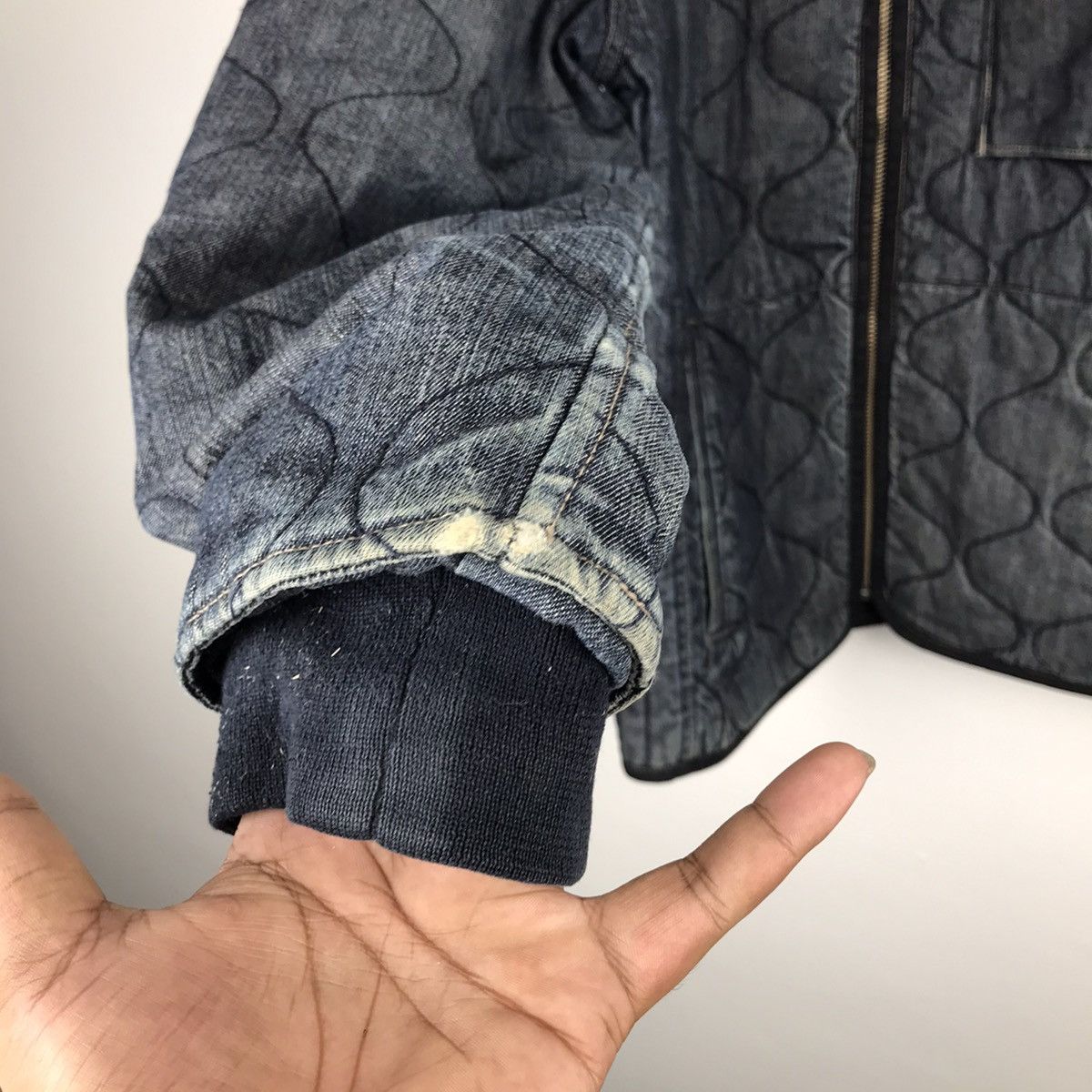 Vintage 90s Gap Quilted Denim Distressed Style Jacket