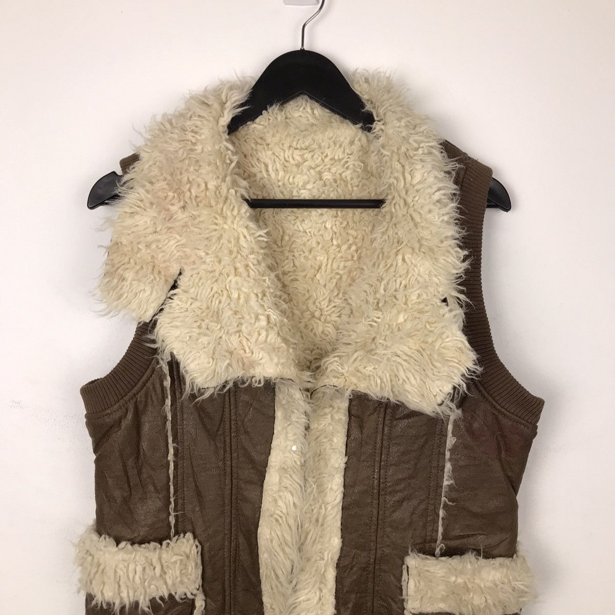 Japanese Brand × Leather × Vintage Vintage Patchwork Fur Faux Leather Handmade Vest Jacket Size XXS / US 00 / IT 34 - 2 Thumbnail