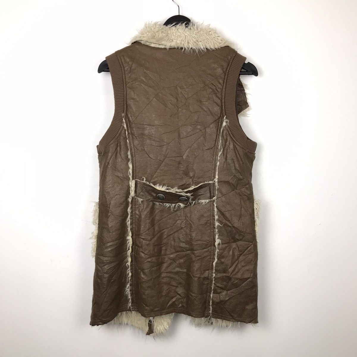 Japanese Brand × Leather × Vintage Vintage Patchwork Fur Faux Leather Handmade Vest Jacket Size XXS / US 00 / IT 34 - 7 Thumbnail