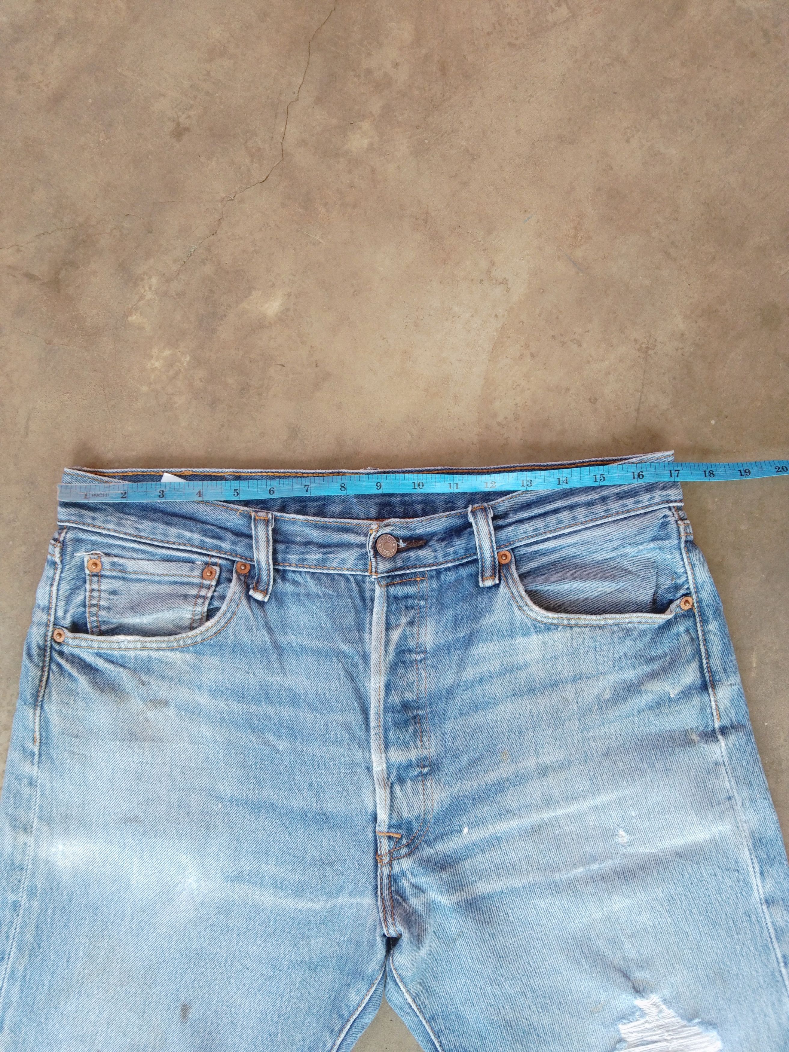 Levi's × Vintage Vintage Levis 501 Light Wash Distressed Jeans 34x32 Size US 34 / EU 50 - 11 Thumbnail