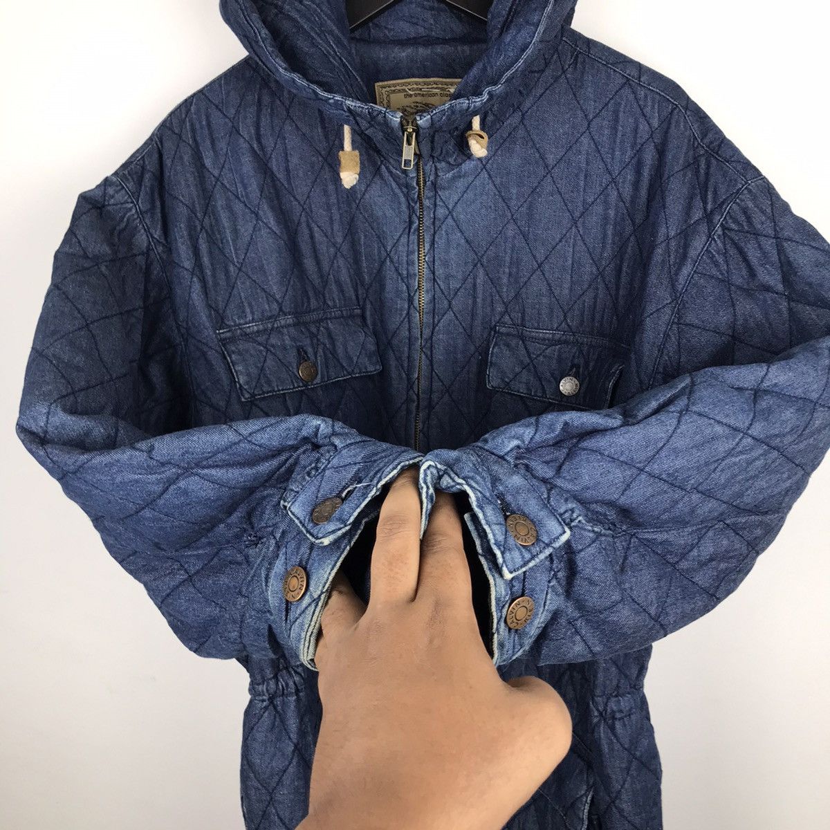 Calvin Klein × Designer × Vintage Vintage 80s Calvin Klein Quilted Hooded Denim Over Jacket Size US L / EU 52-54 / 3 - 10 Thumbnail