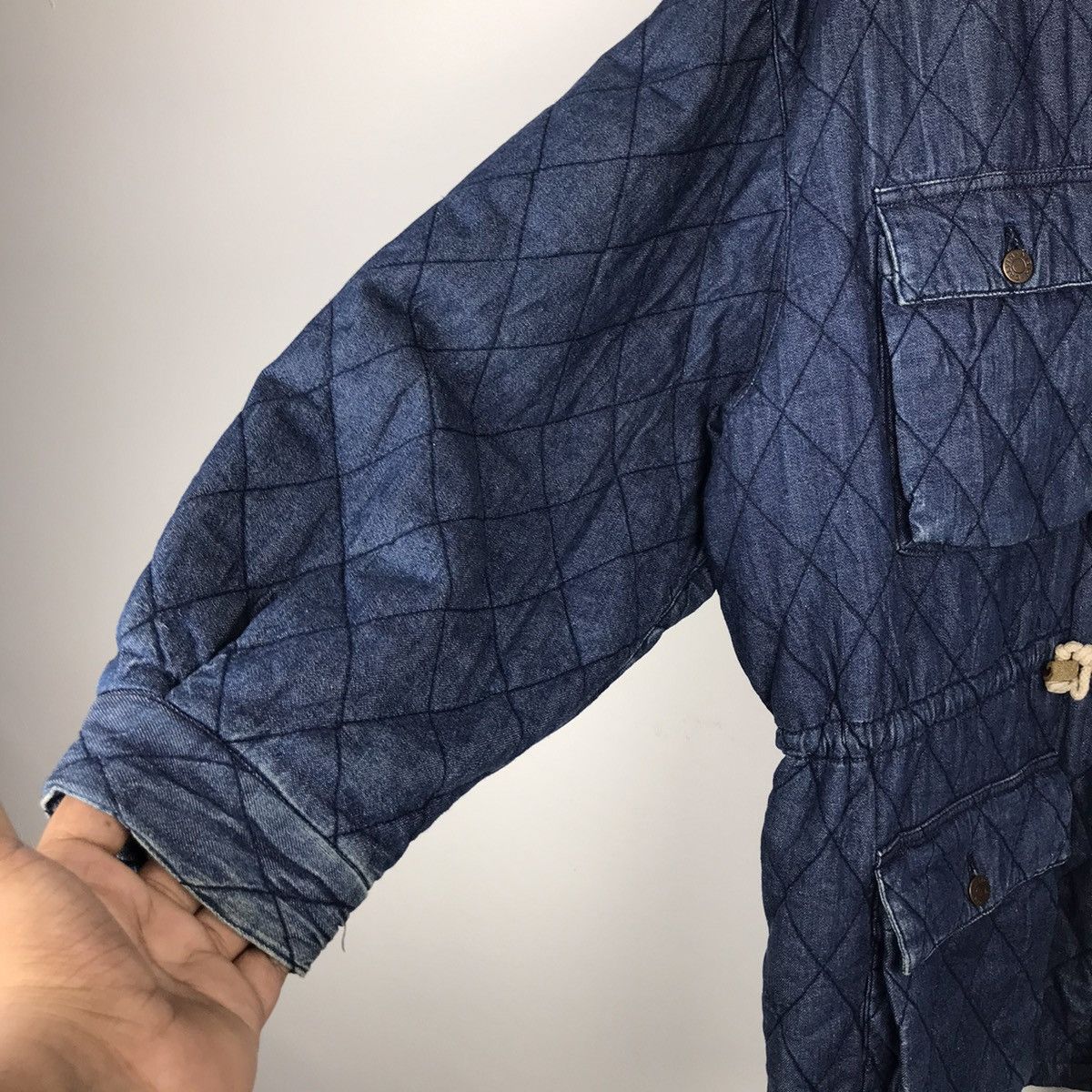 Calvin Klein × Designer × Vintage Vintage 80s Calvin Klein Quilted Hooded Denim Over Jacket Size US L / EU 52-54 / 3 - 6 Thumbnail
