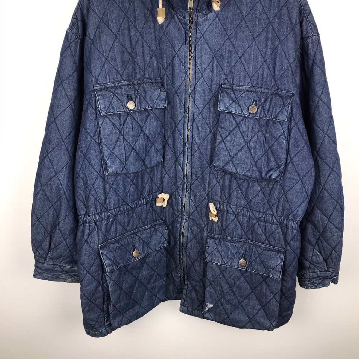 Calvin Klein × Designer × Vintage Vintage 80s Calvin Klein Quilted Hooded Denim Over Jacket Size US L / EU 52-54 / 3 - 3 Thumbnail