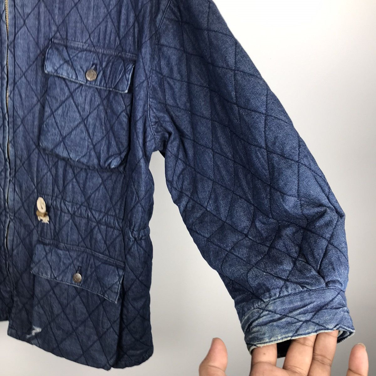 Calvin Klein × Designer × Vintage Vintage 80s Calvin Klein Quilted Hooded Denim Over Jacket Size US L / EU 52-54 / 3 - 7 Thumbnail