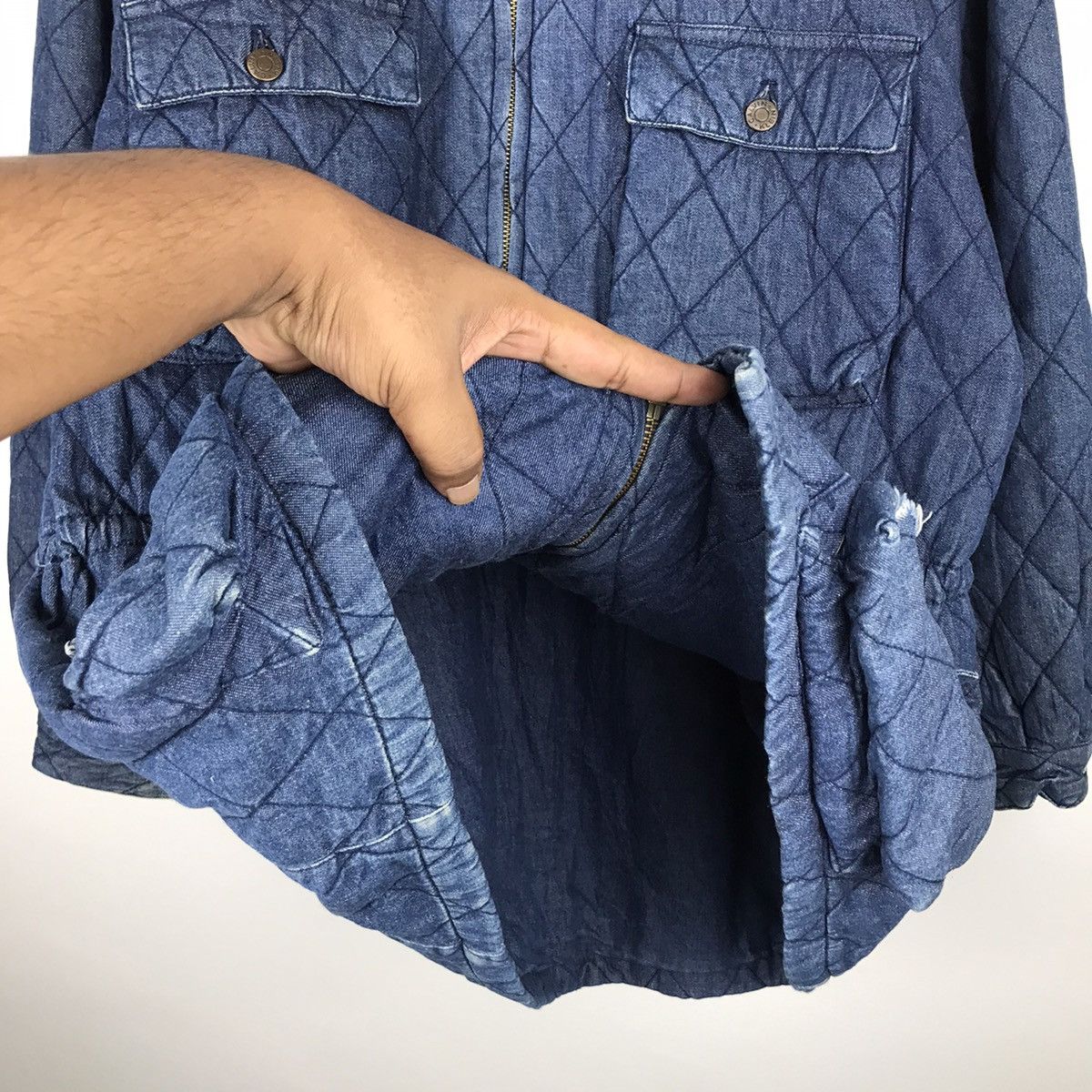 Calvin Klein × Designer × Vintage Vintage 80s Calvin Klein Quilted Hooded Denim Over Jacket Size US L / EU 52-54 / 3 - 9 Thumbnail