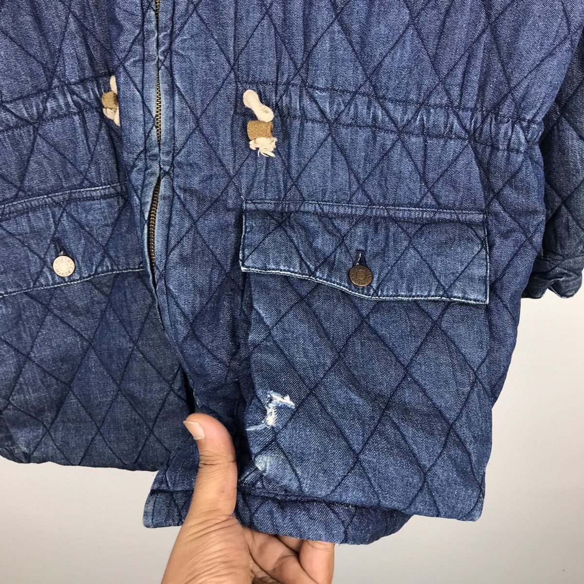 Calvin Klein × Designer × Vintage Vintage 80s Calvin Klein Quilted Hooded Denim Over Jacket Size US L / EU 52-54 / 3 - 8 Thumbnail