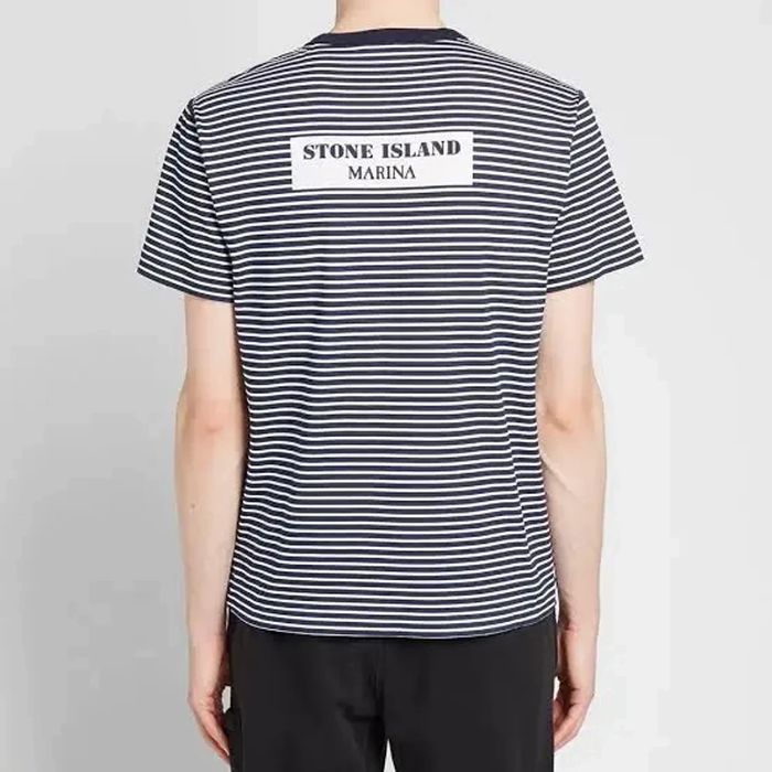 Stone Island STONE ISLAND MARINA Stripe Navy White Tshirt | Grailed