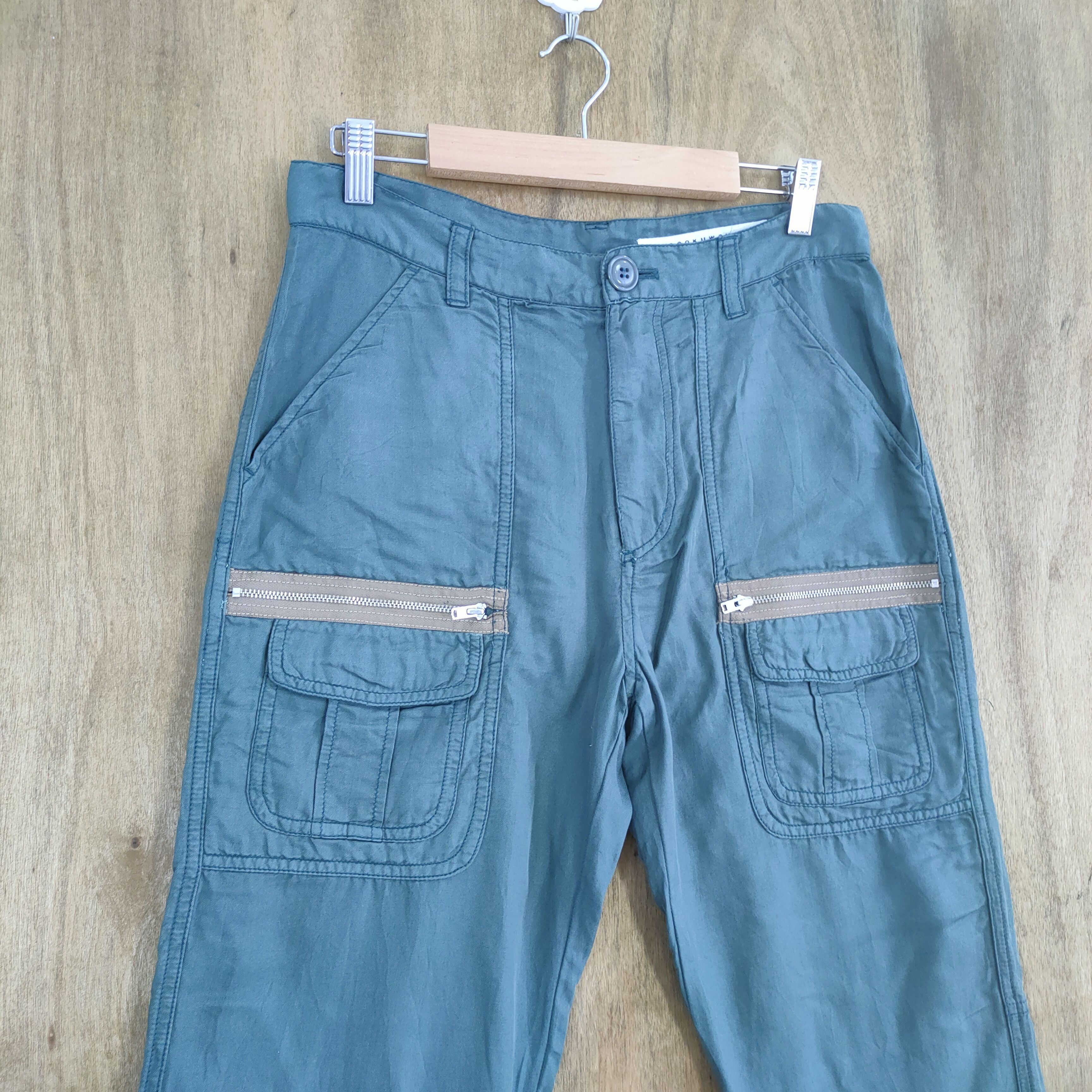 Issey Miyake SUNAOKUWAHARA by ISSEY MIYAKE DARK GREEN CARGO PANTS Size US 30 / EU 46 - 2 Thumbnail