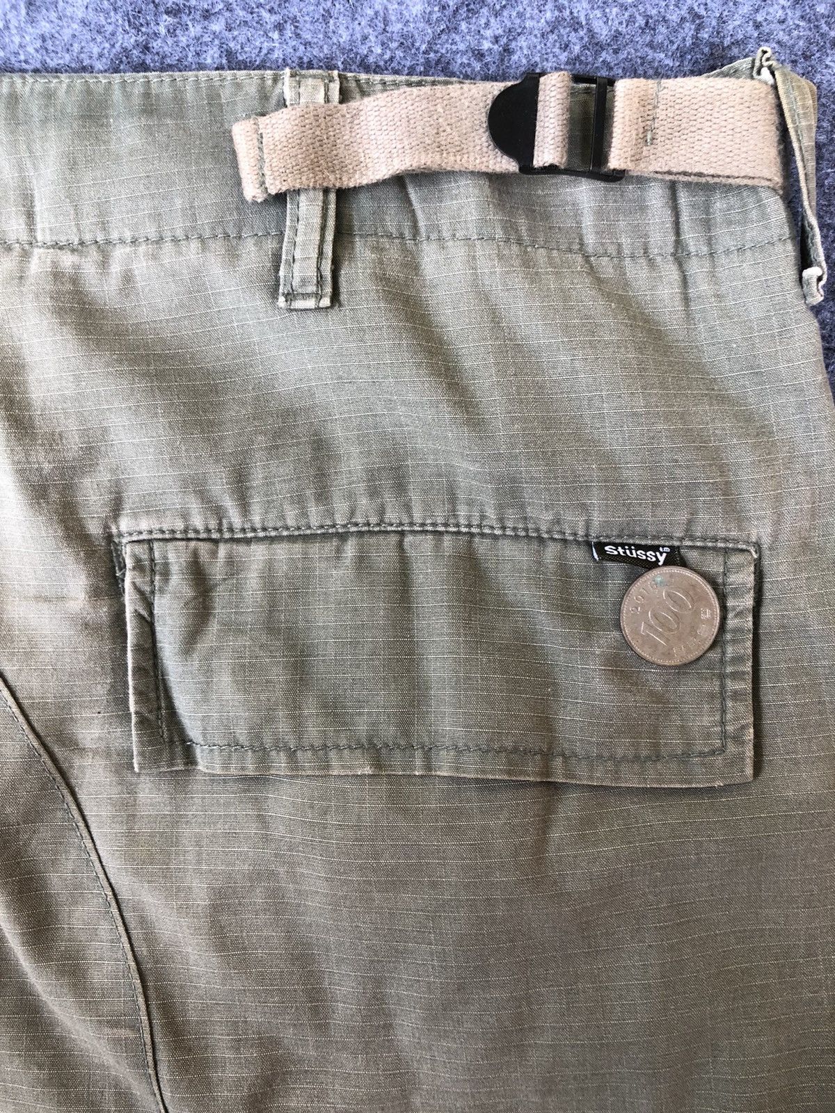 Stussy Vintage 90s🔥STUSSY JAPAN🔥Faded Green Army Baggy Cargo Pants Size US 37 - 11 Thumbnail
