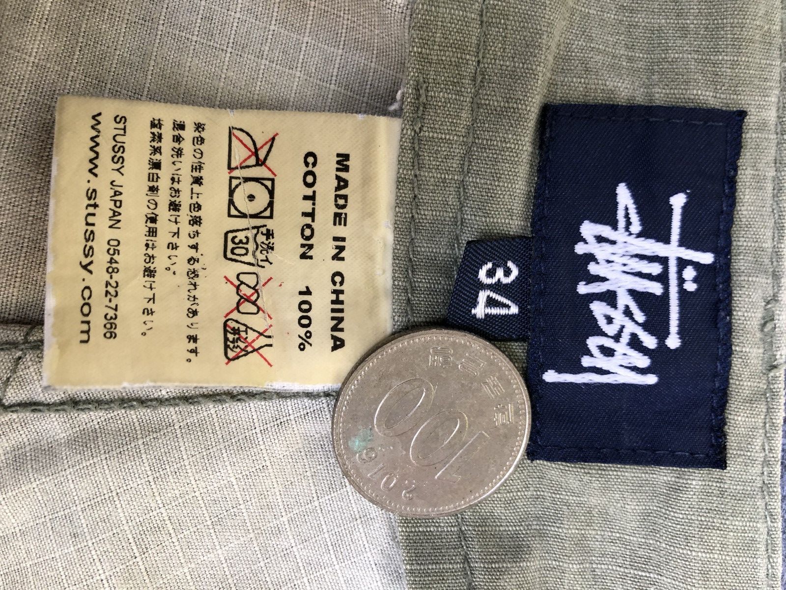 Stussy Vintage 90s🔥STUSSY JAPAN🔥Faded Green Army Baggy Cargo Pants Size US 37 - 7 Thumbnail