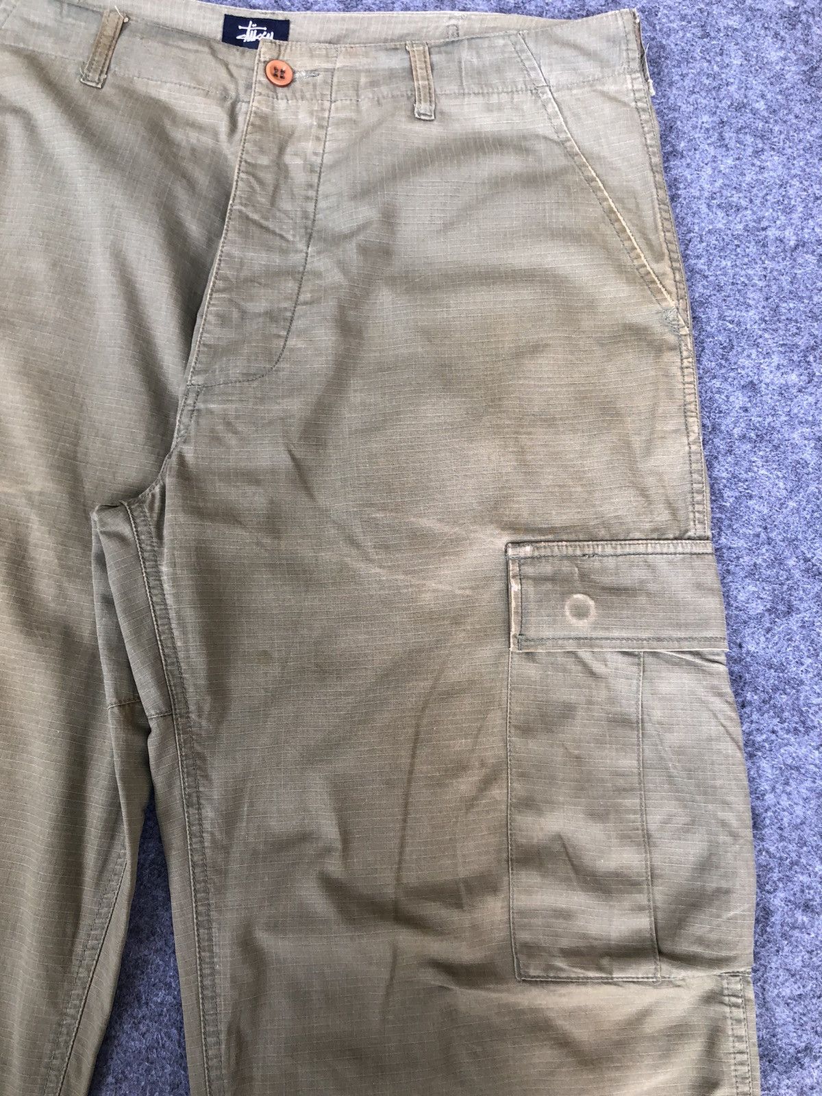 Stussy Vintage 90s🔥STUSSY JAPAN🔥Faded Green Army Baggy Cargo Pants Size US 37 - 4 Thumbnail