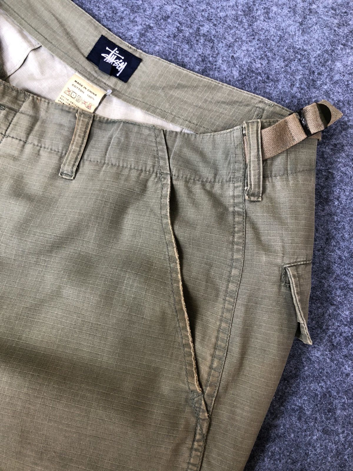 Stussy Vintage 90s🔥STUSSY JAPAN🔥Faded Green Army Baggy Cargo Pants Size US 37 - 8 Thumbnail
