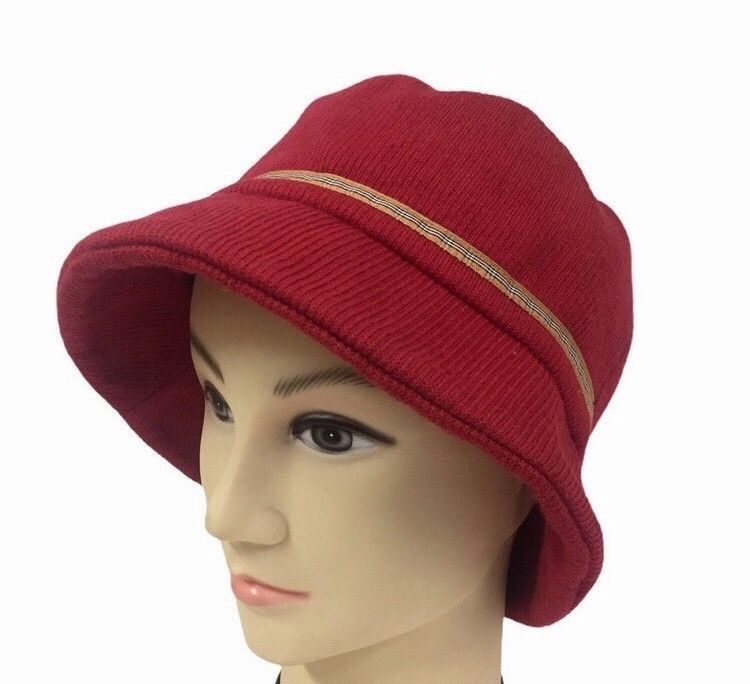 Burberry BURBERRY BLUE LABEL CHECKERED LINE RED COLOR BUCKET HAT CAP Size ONE SIZE - 1 Thumbnail