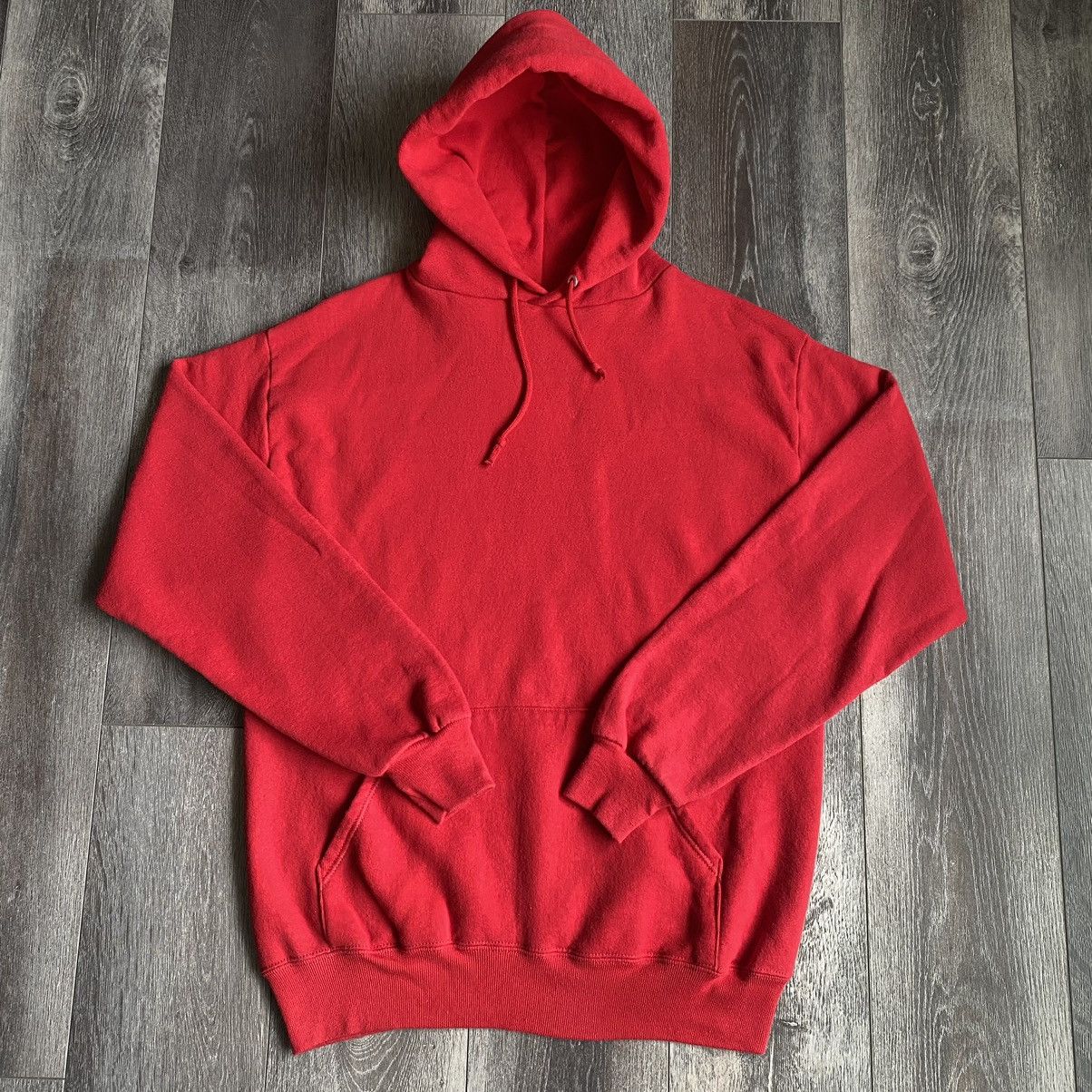 Jerzees Vintage 1990s Jerzees by Russell Athletic Red Blank Hoodie Size US L / EU 52-54 / 3 - 1 Thumbnail