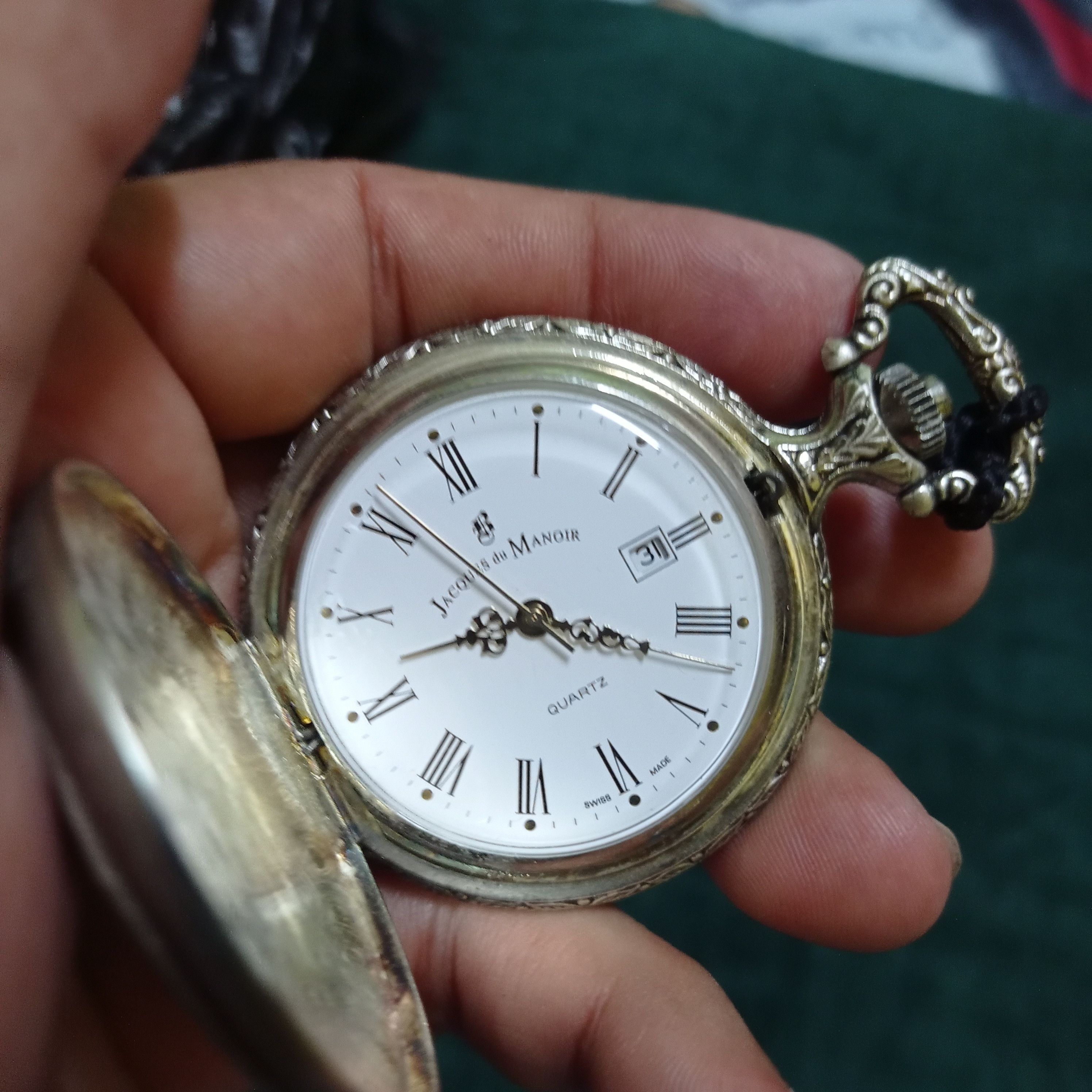 Vintage Super RARE Pocket Watch by JACQUES DU MANOIR SWISS MADE Size ONE SIZE - 4 Thumbnail
