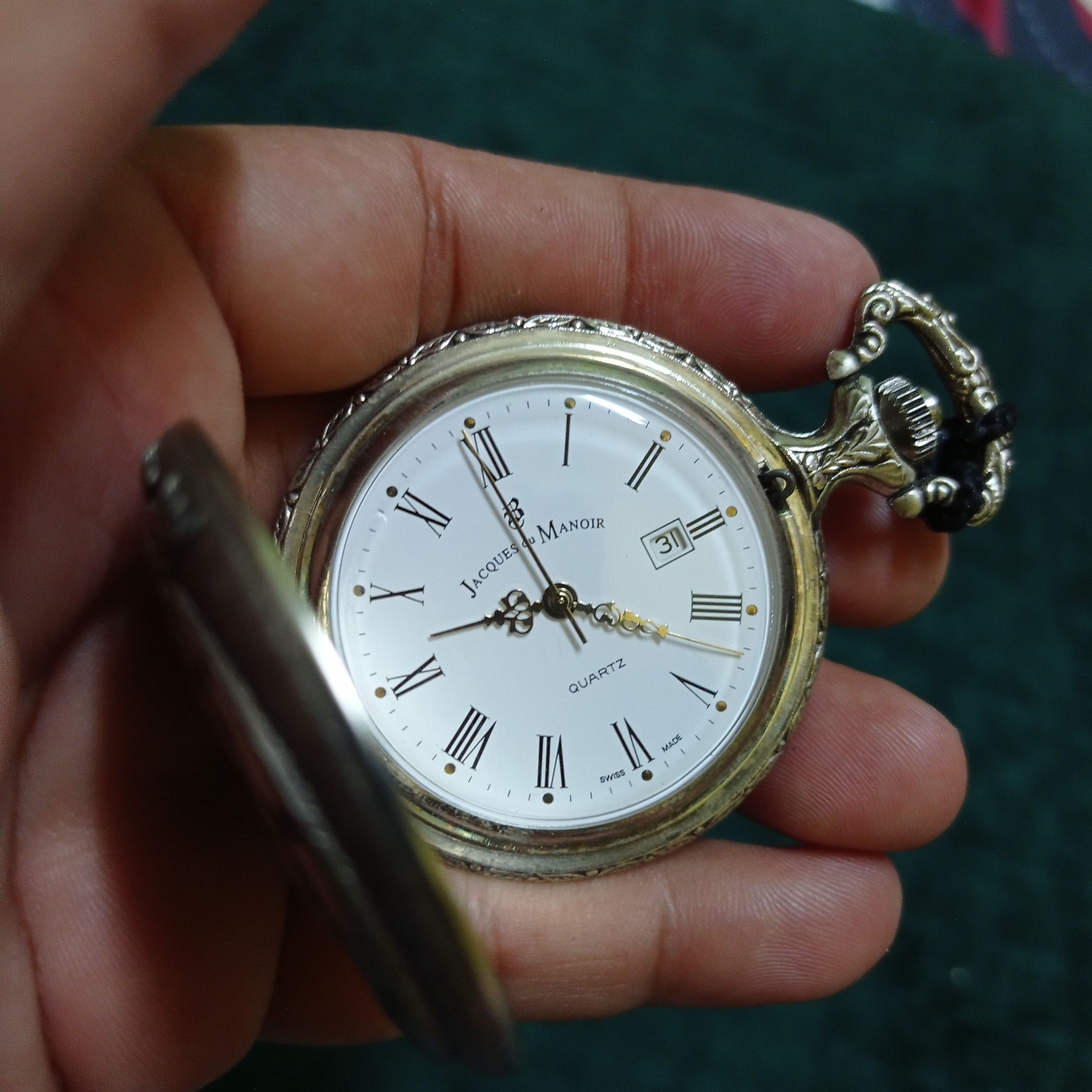 Vintage Super RARE Pocket Watch by JACQUES DU MANOIR SWISS MADE Size ONE SIZE - 9 Thumbnail