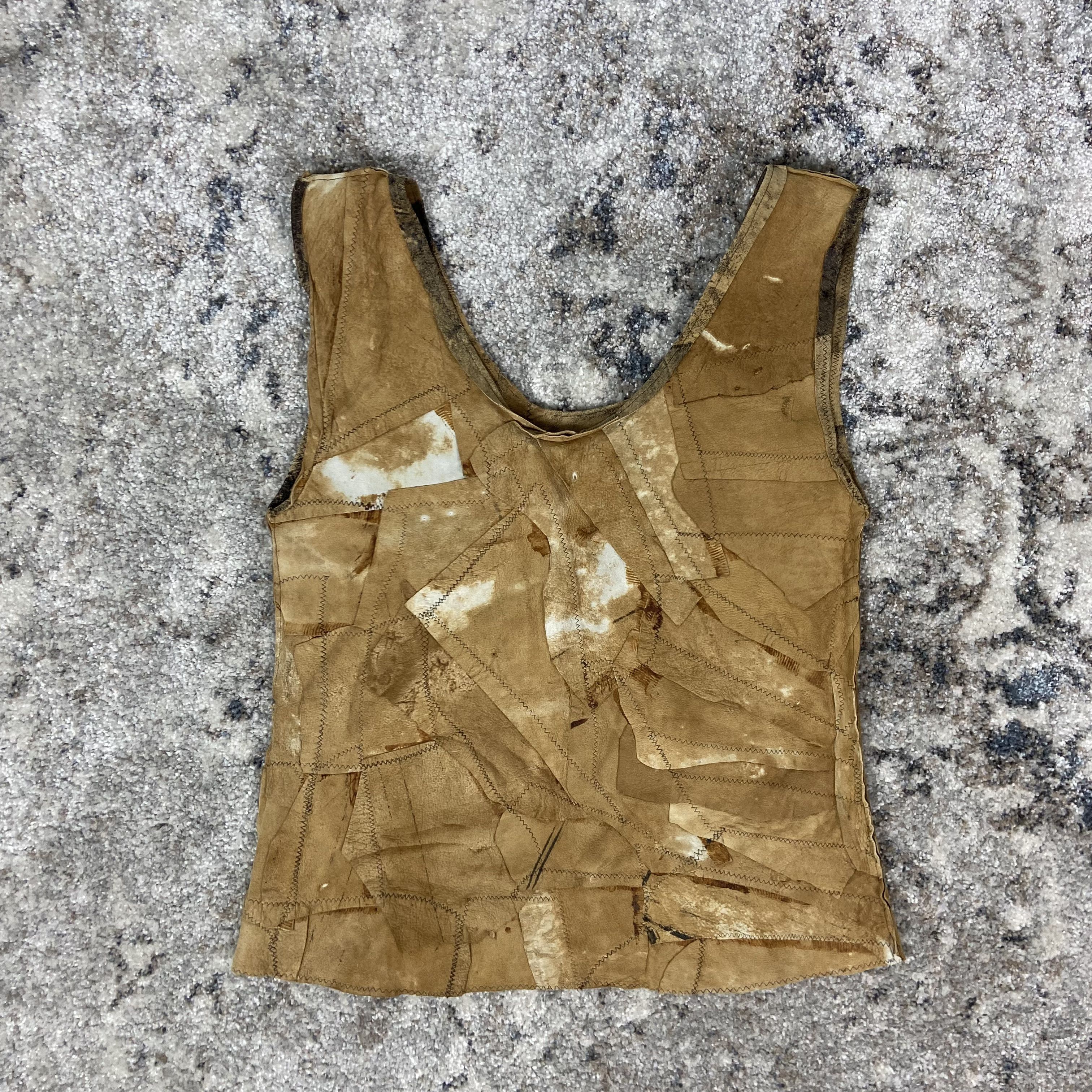 Handmade HAND CRAFTED ARCHIVE RECYCLE LEATHER PATCHWORK VEST - № 2191 Size US L / EU 52-54 / 3 - 2 Thumbnail
