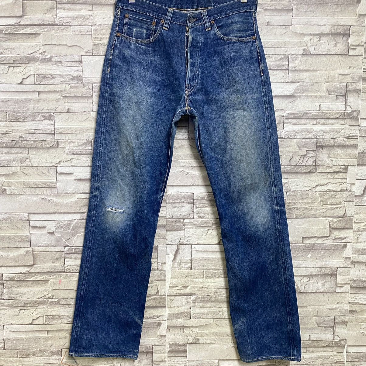The Real McCoy's Vintage The Real McCoy Distressed Denim Selvedge Jeans 32x33 Size US 32 / EU 48 - 3 Thumbnail
