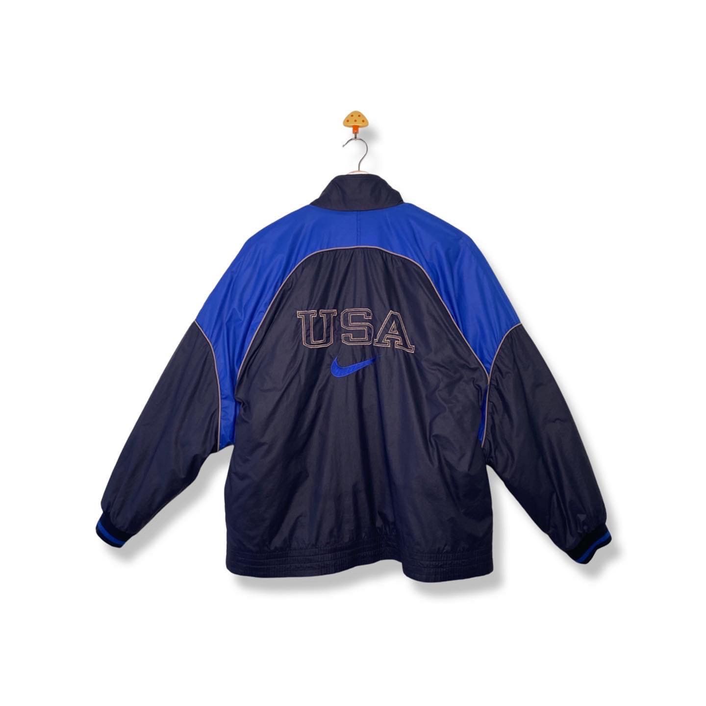 Nike USA Swoosh Embroidered Big Logo Nylon Jacket Vintage 90s Size US M / EU 48-50 / 2 - 1 Thumbnail