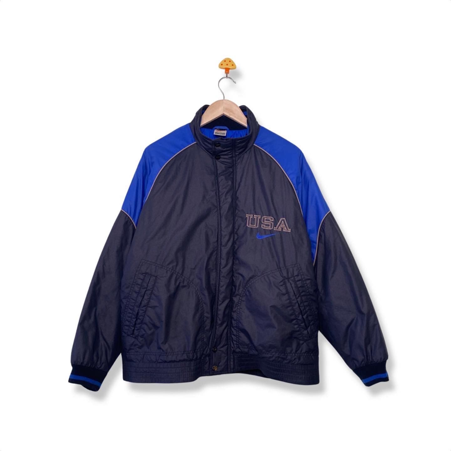 Nike USA Swoosh Embroidered Big Logo Nylon Jacket Vintage 90s Size US M / EU 48-50 / 2 - 2 Thumbnail